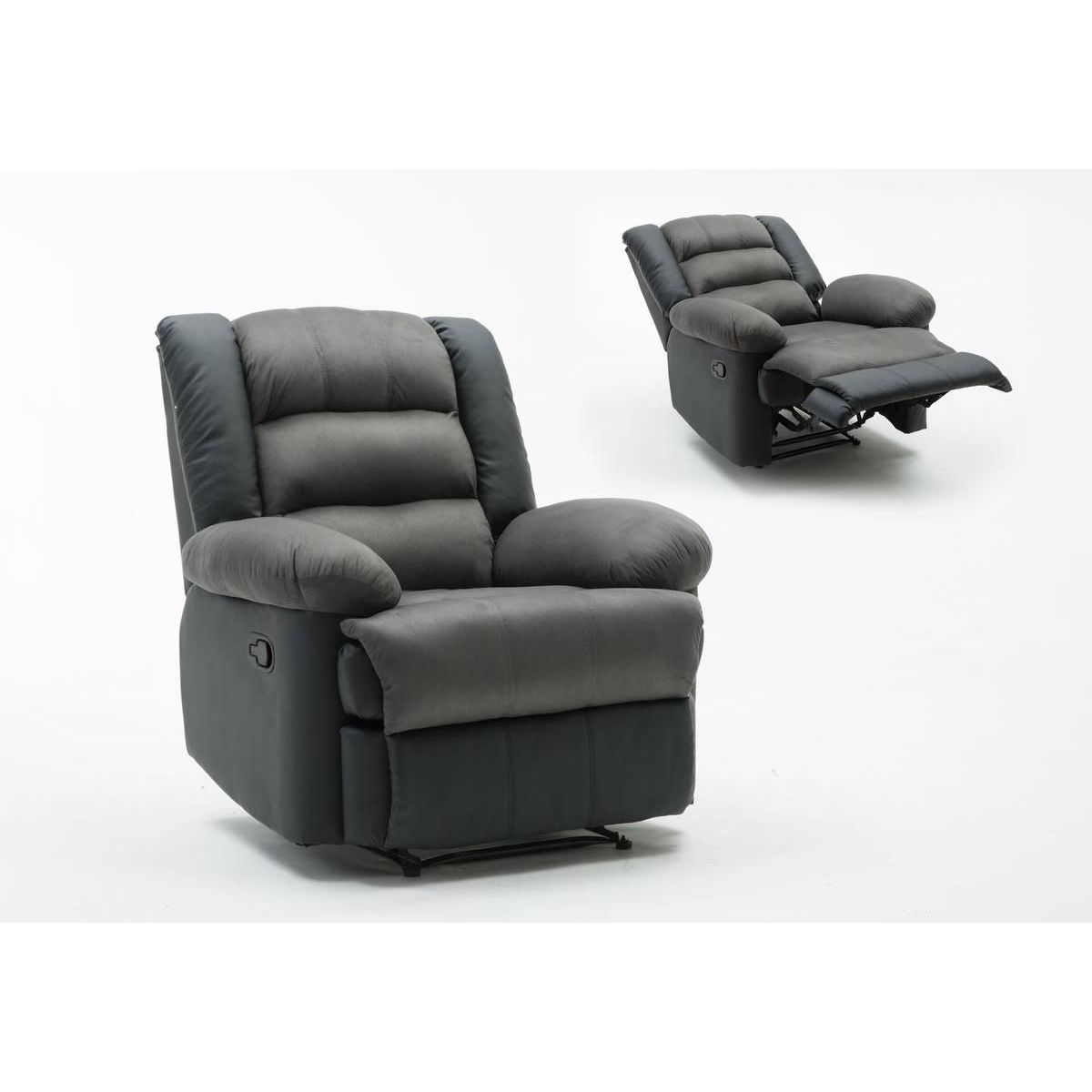 Habitat et Jardin Fauteuil relax  Buckingham  - 85 x 93 x 100 cm - Noir / Gris foncé
