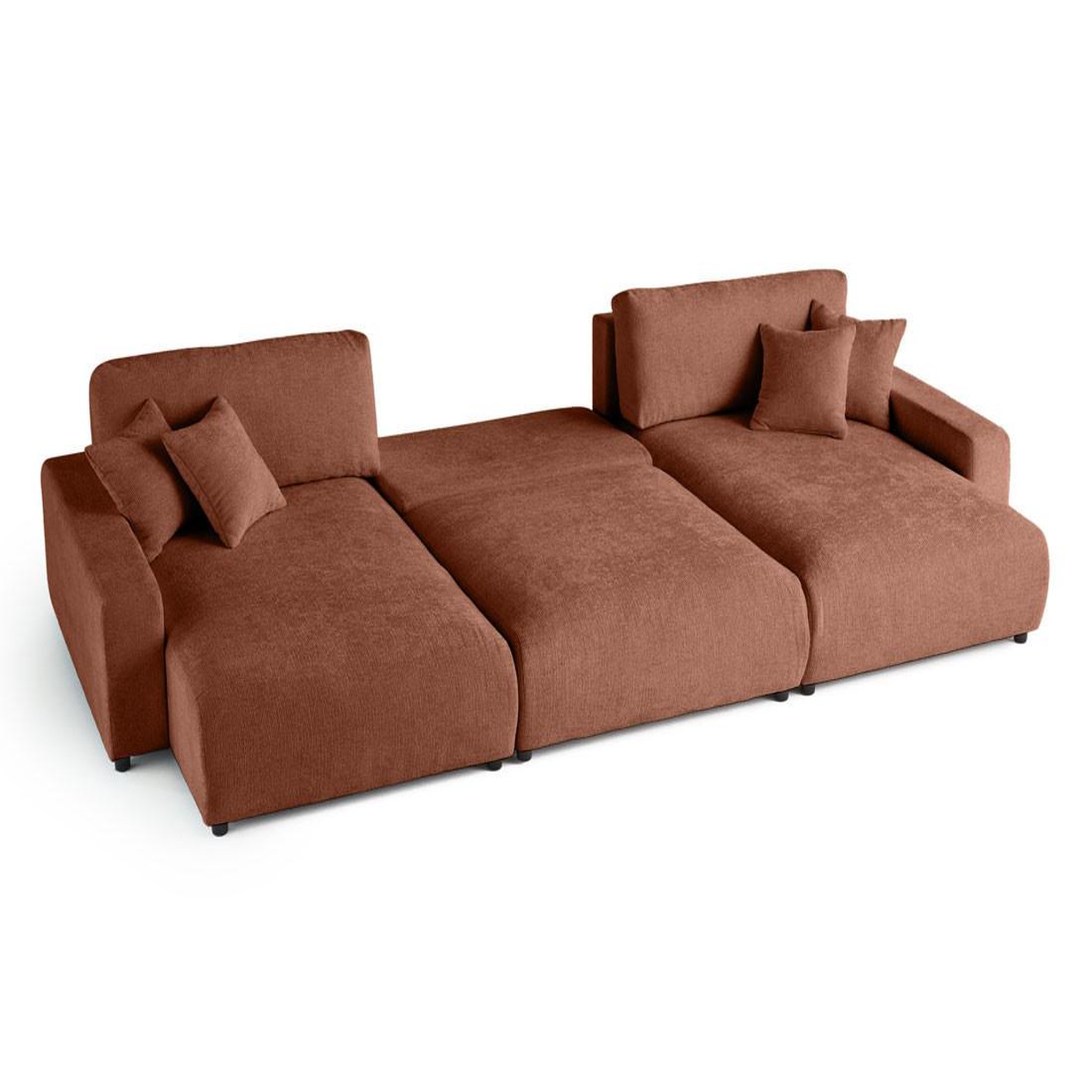 Voir la diapositive 3 : BEST MOBILIER Pivoine - canapé panoramique en u - 7 places - convertible avec coffre - en velours texturé