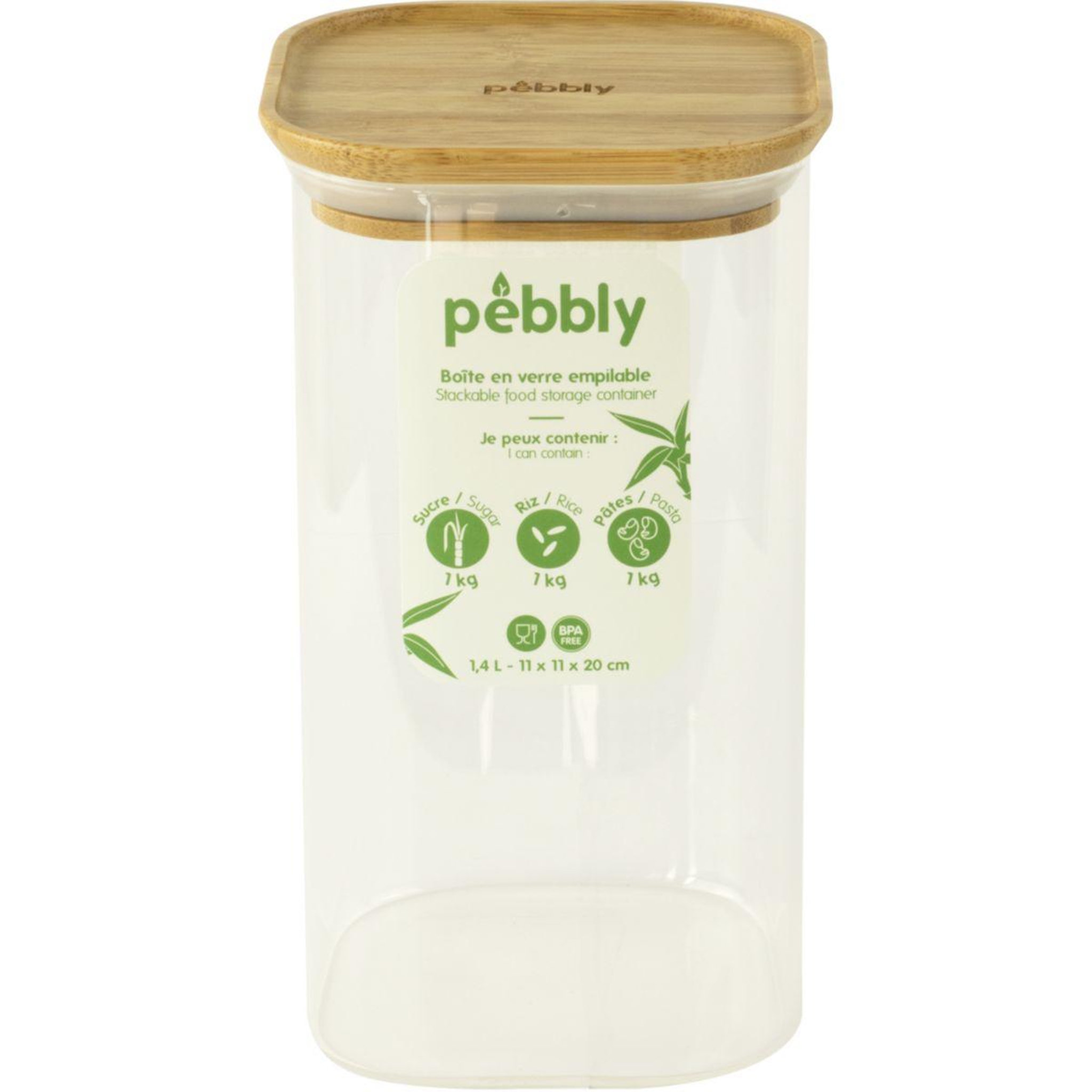 PEBBLY Boîte alimentaire en verre 1.4 l