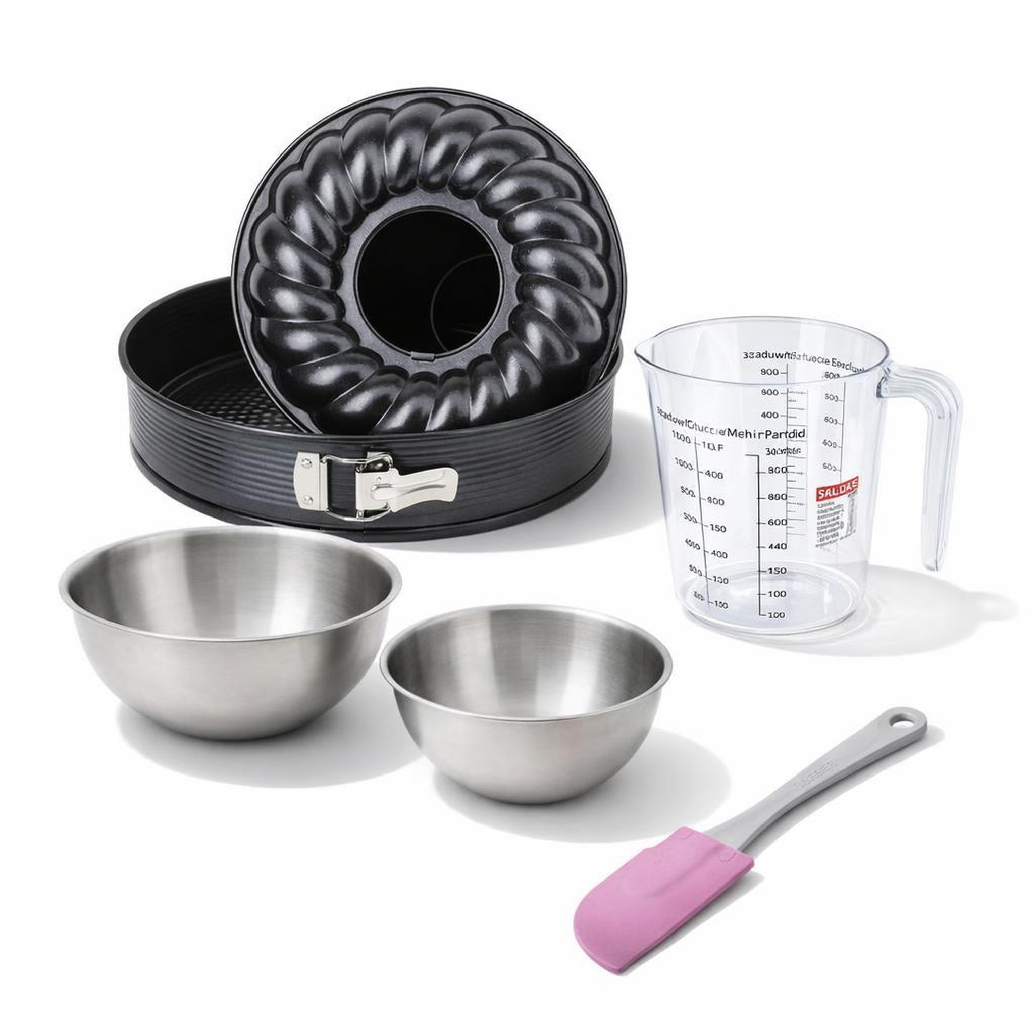 ZENKER Set de 5 ustensiles de pâtisserie moule à manqué bol à mixer spatule de cuisine et verre doseur black metallic black mettallic zenker  black mettallic