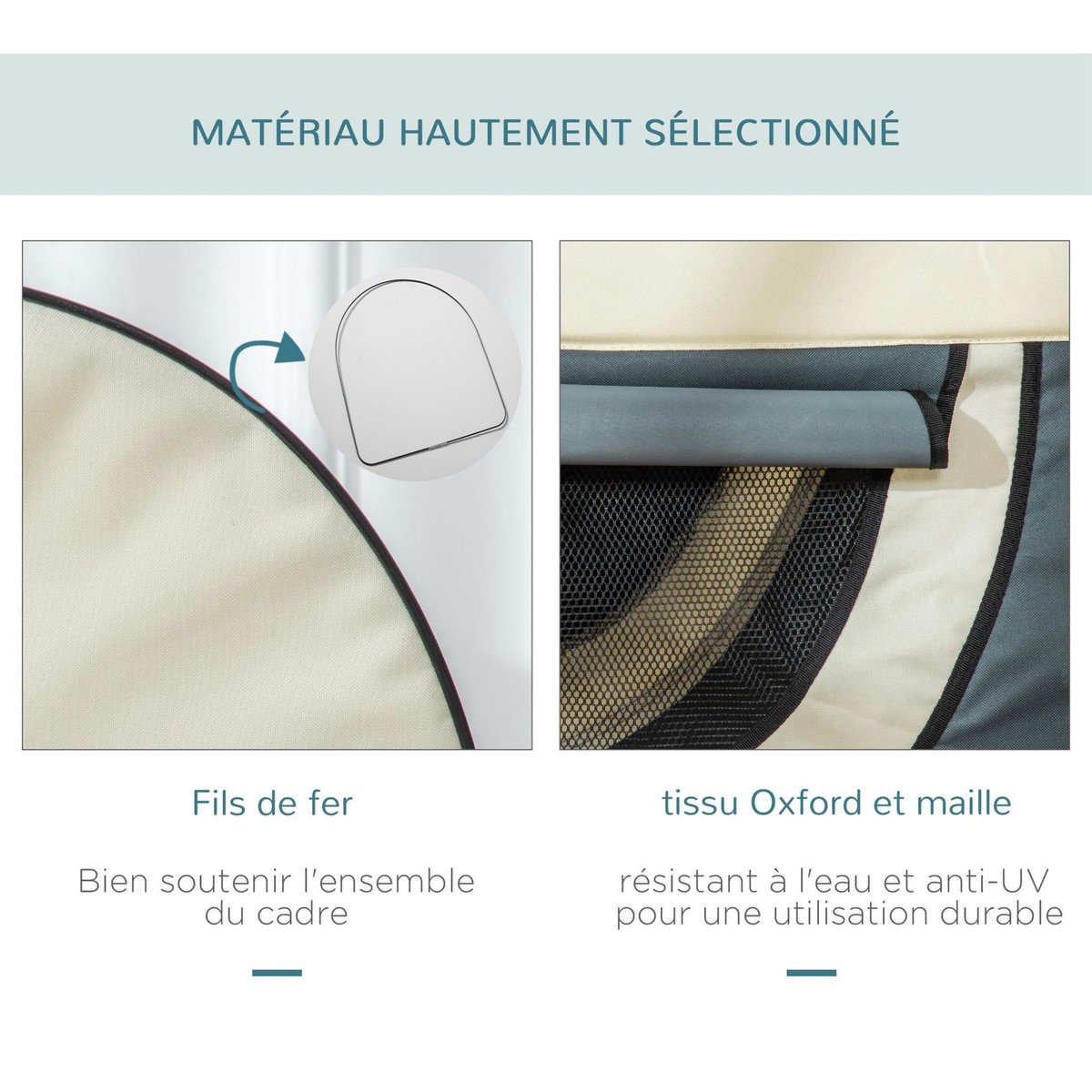 PAWHUT Sac de transport pliable chien chat - poignée, porte, 3 fenêtres, coussin - gris beige