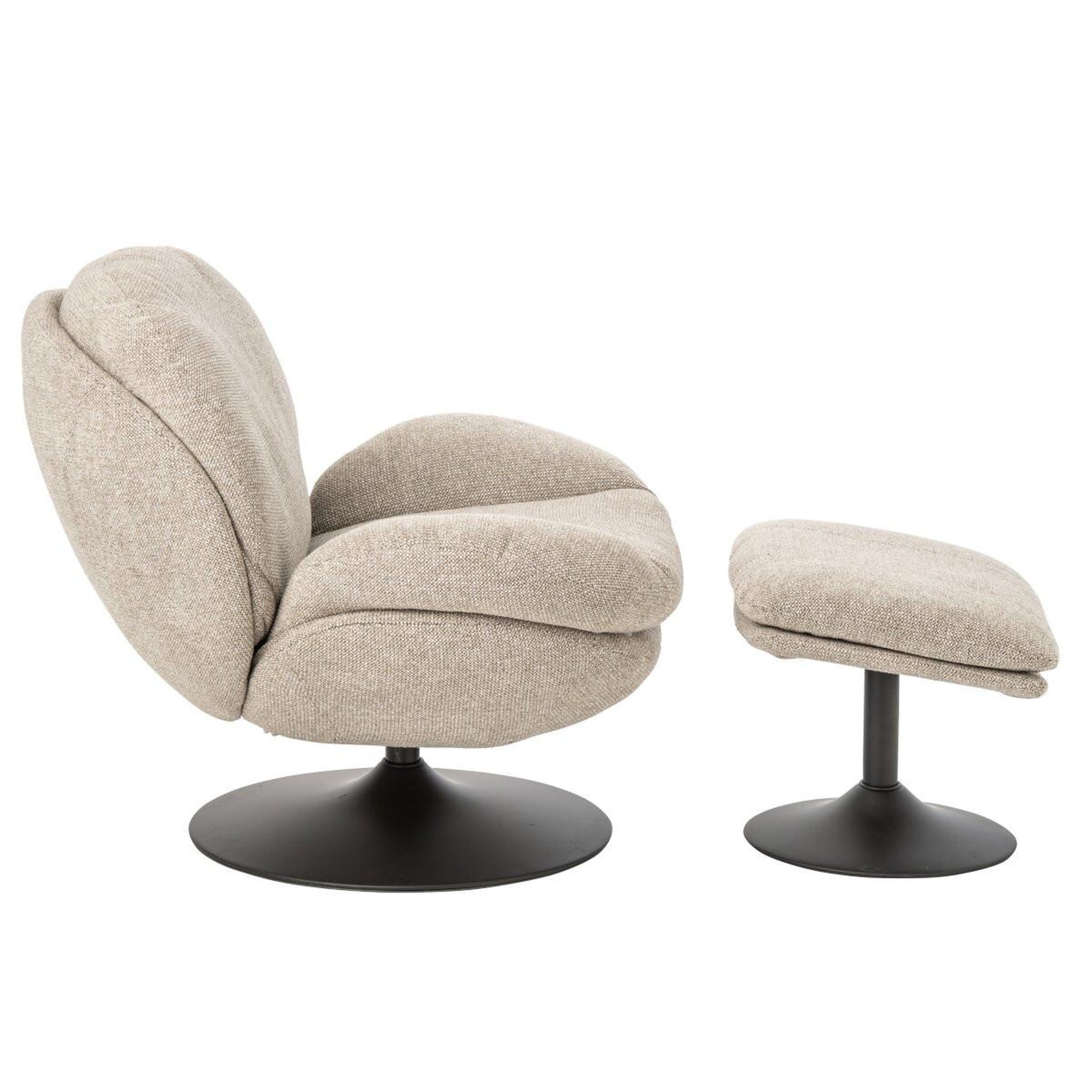Voir la diapositive 3 : J-LINE Fauteuil avec pouf repose-pieds  helle  88cm beige