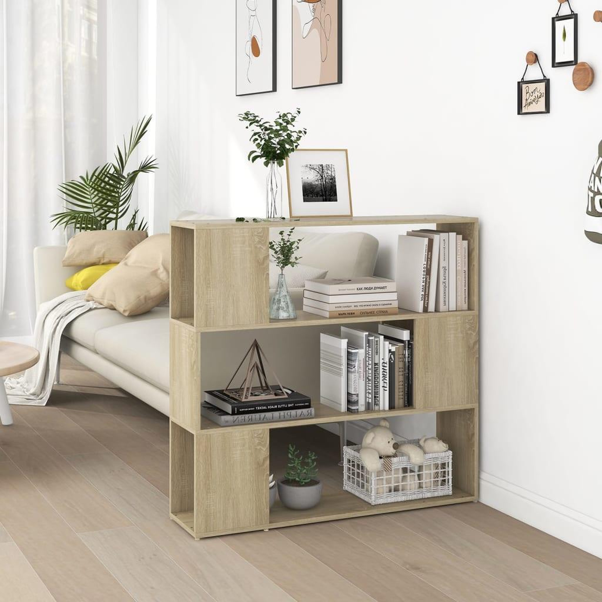 Voir la diapositive 1 : VIDAXL Bibliotheque/Separateur de piece Chene sonoma 100x24x94 cm