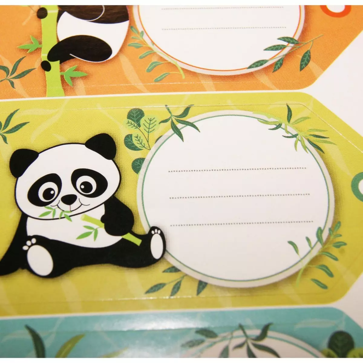 GLOBAL GIFT 12 étiquettes adhésives scolaires - Rectangle - Pandas