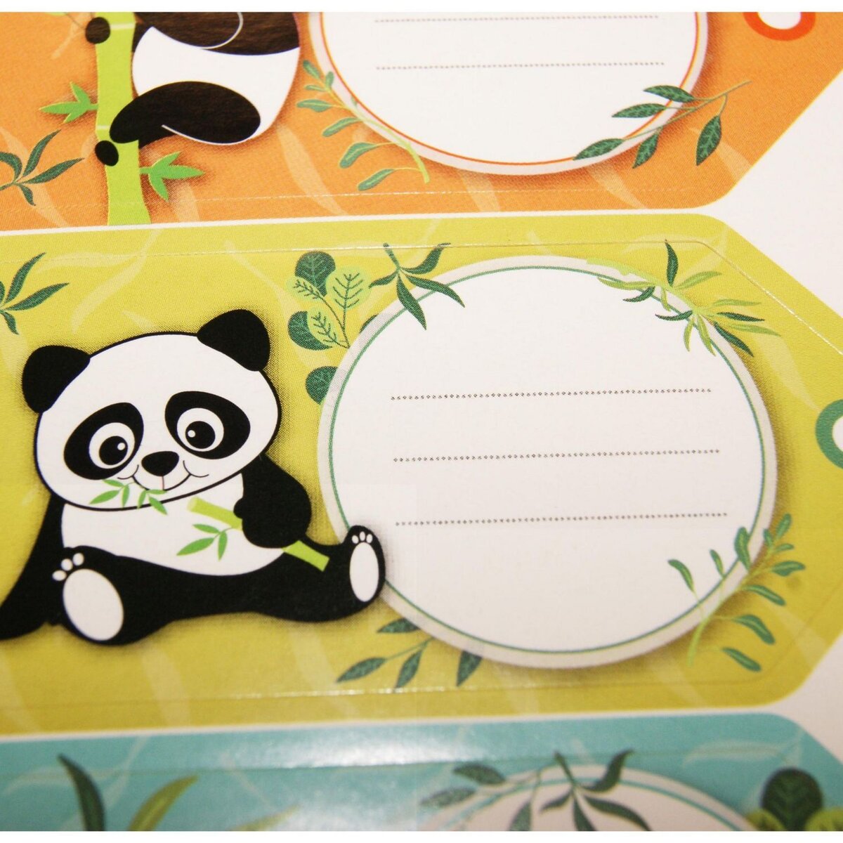  12 étiquettes adhésives scolaires - Rectangle - Pandas