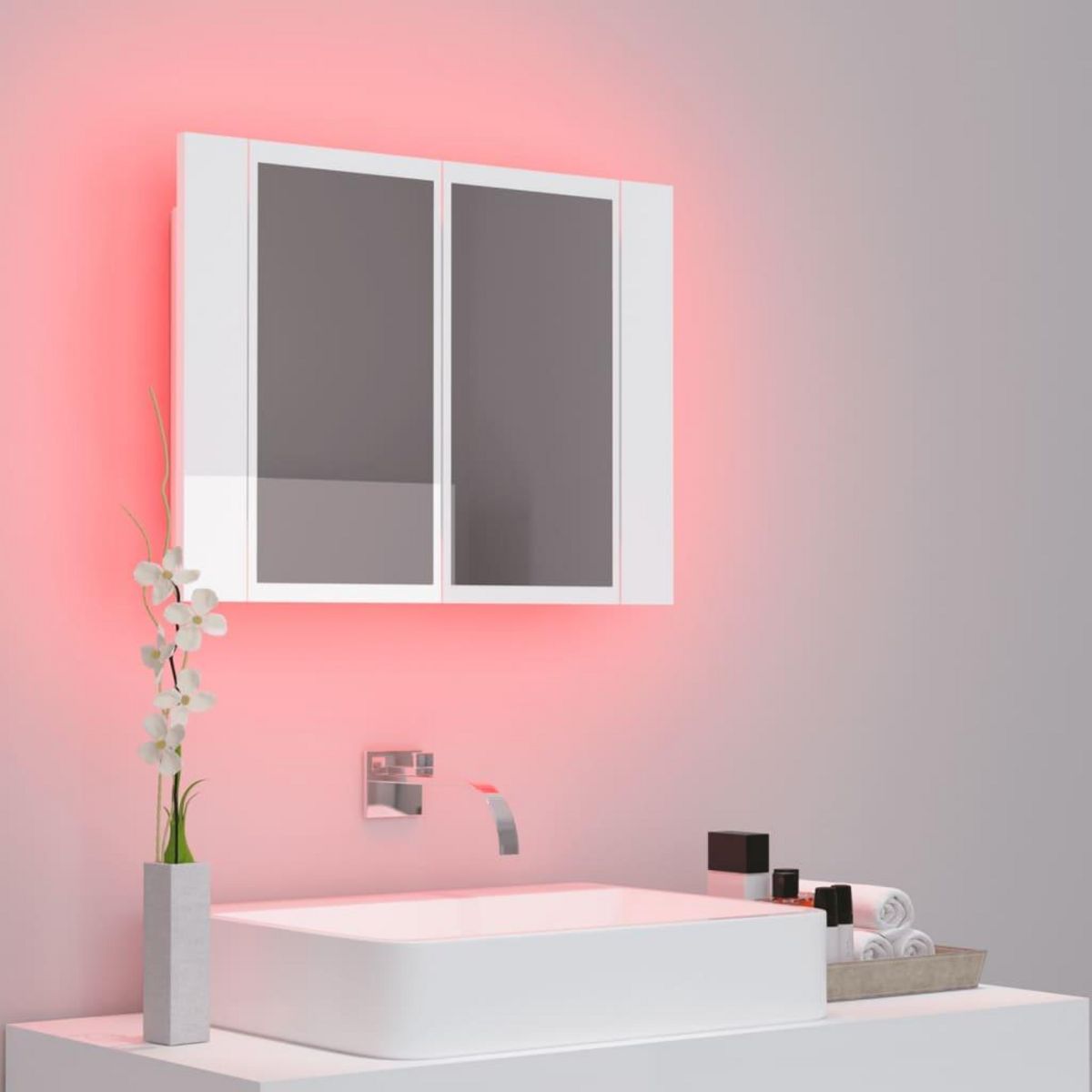 VIDAXL Armoire a miroir de bain a LED Blanc brillant Acrylique