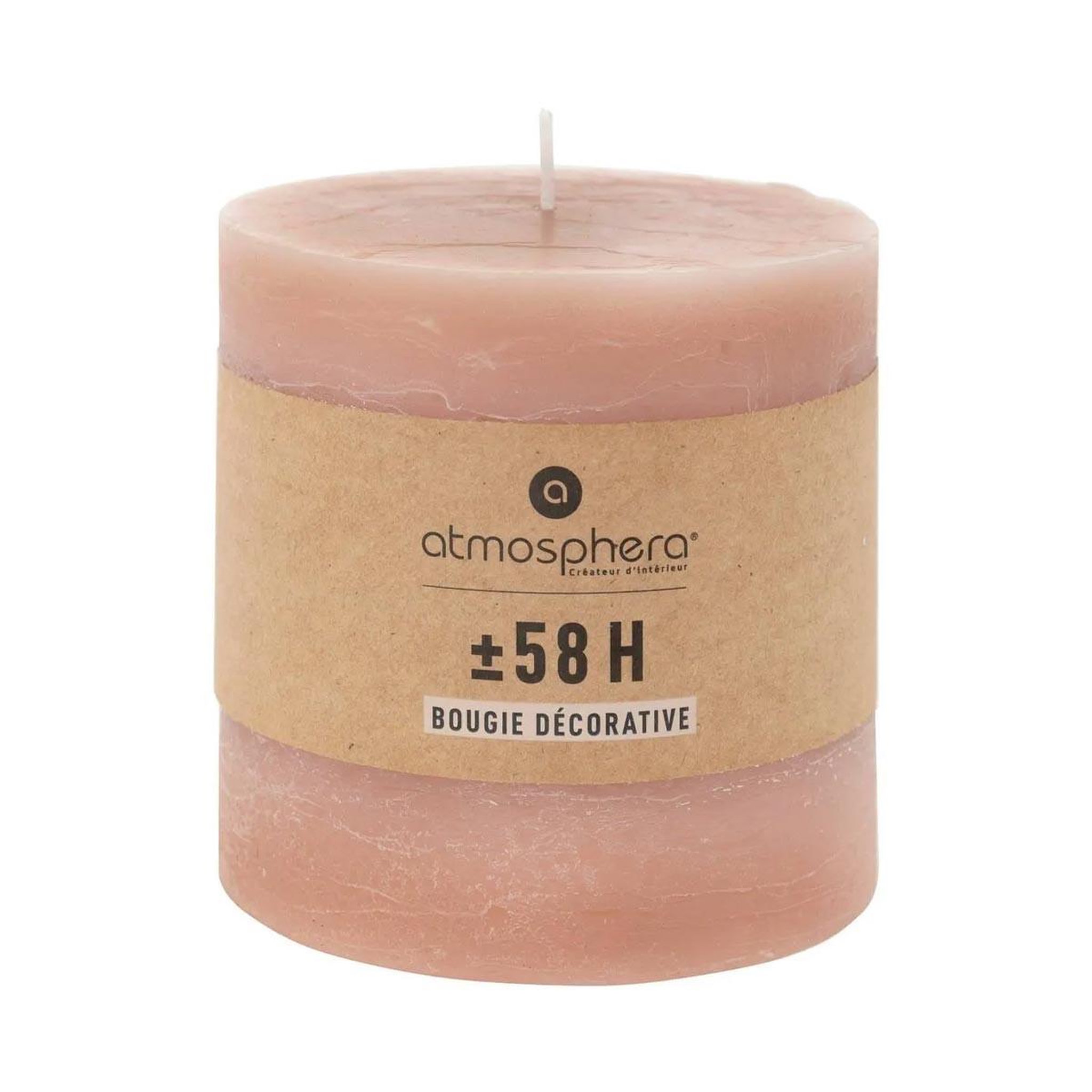 Voir la diapositive 2 : COMPTOIR DE LA BOUGIE Bougie cylindrique  rustic  10cm rose clair
