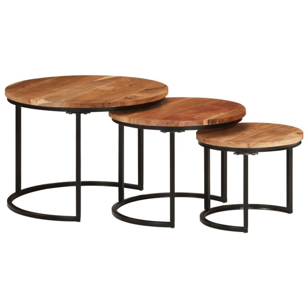 VIDAXL Tables gigognes 3 pcs bois massif d'acacia