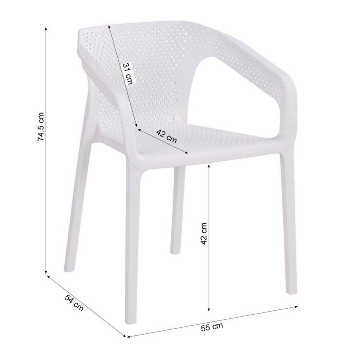 HomeStyle4U Lot de 4 chaises jardin en blanc