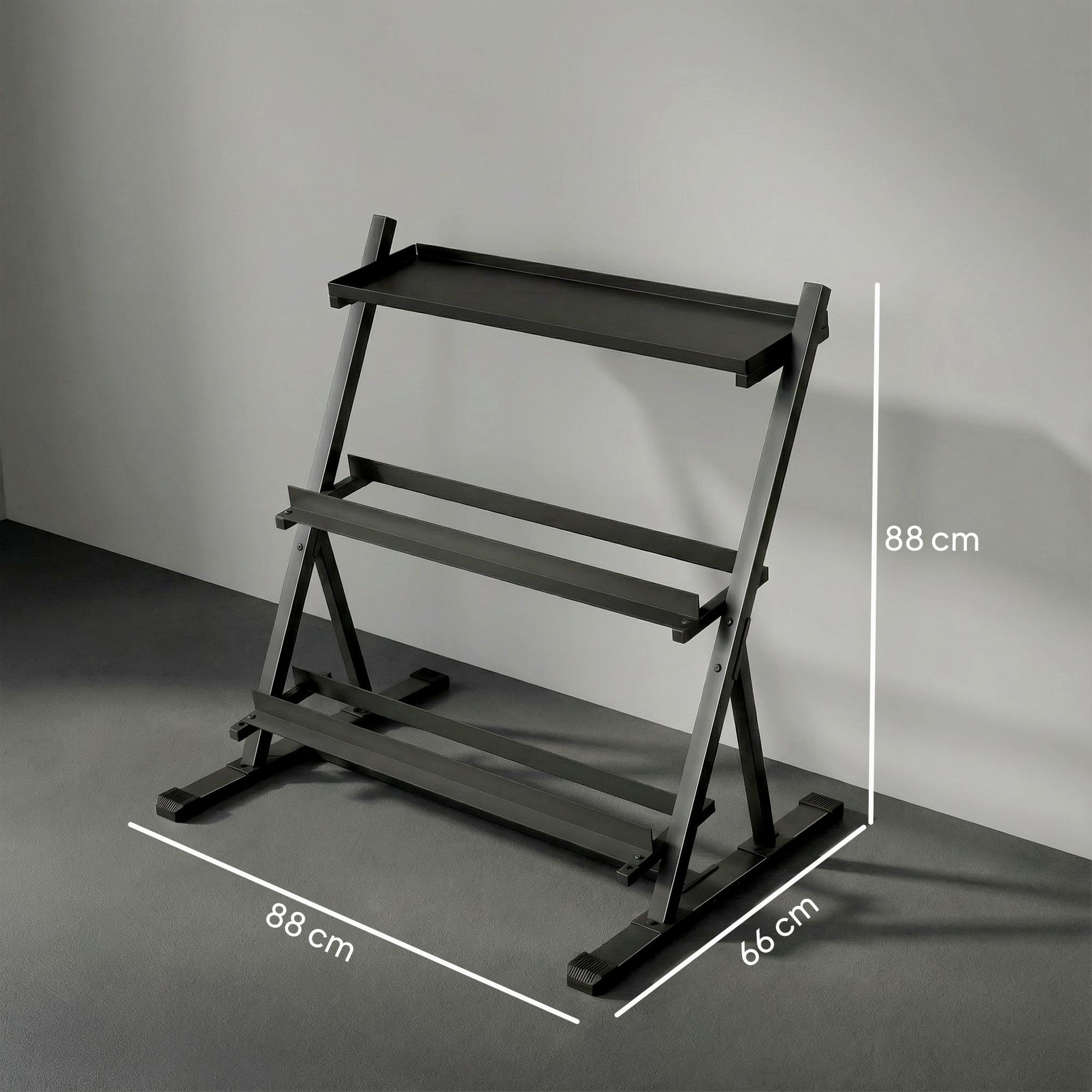 Voir la diapositive 3 : HOMCOM Support pour haltères 3 niveaux réglable acier noir
