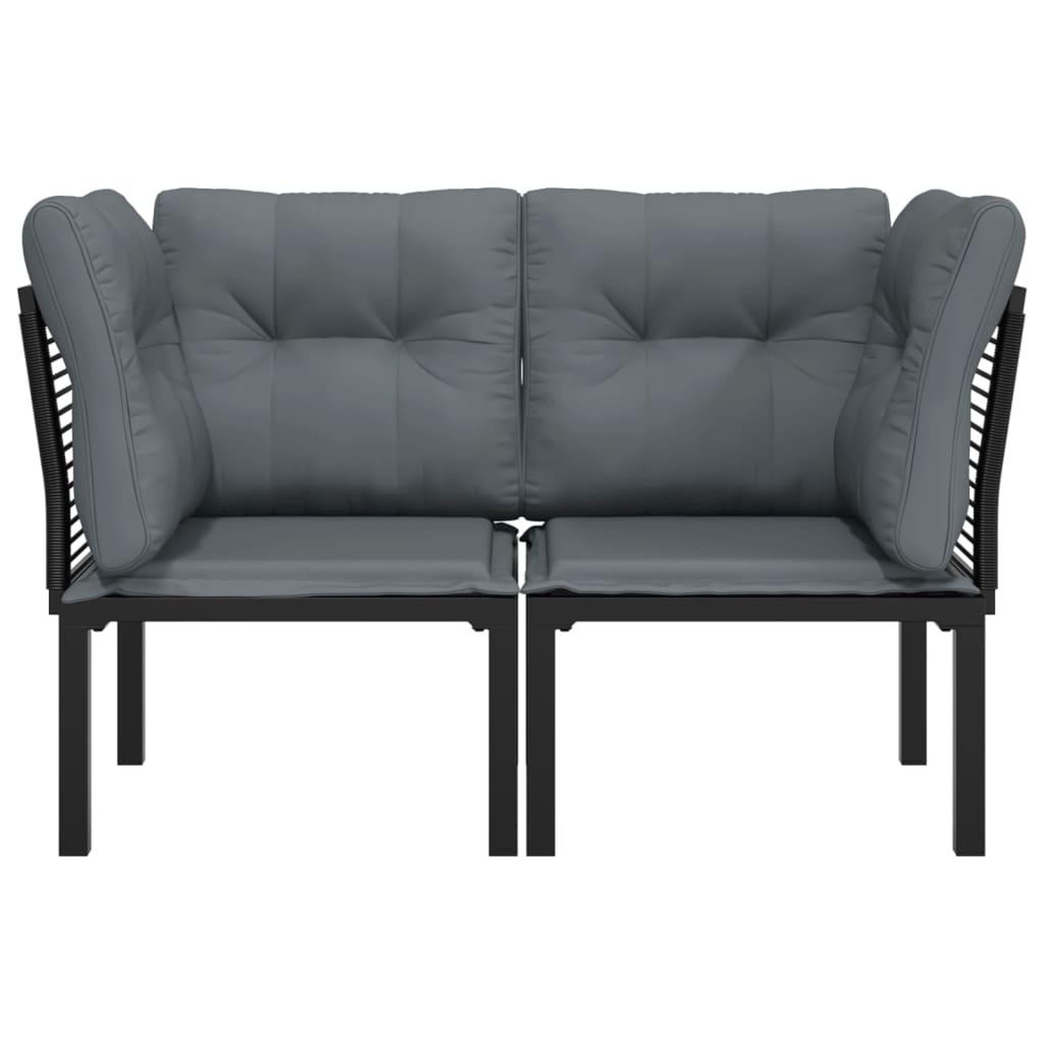 Voir la diapositive 3 : VIDAXL Chaises d'angle de jardin avec coussins lot de 2 noir/gris