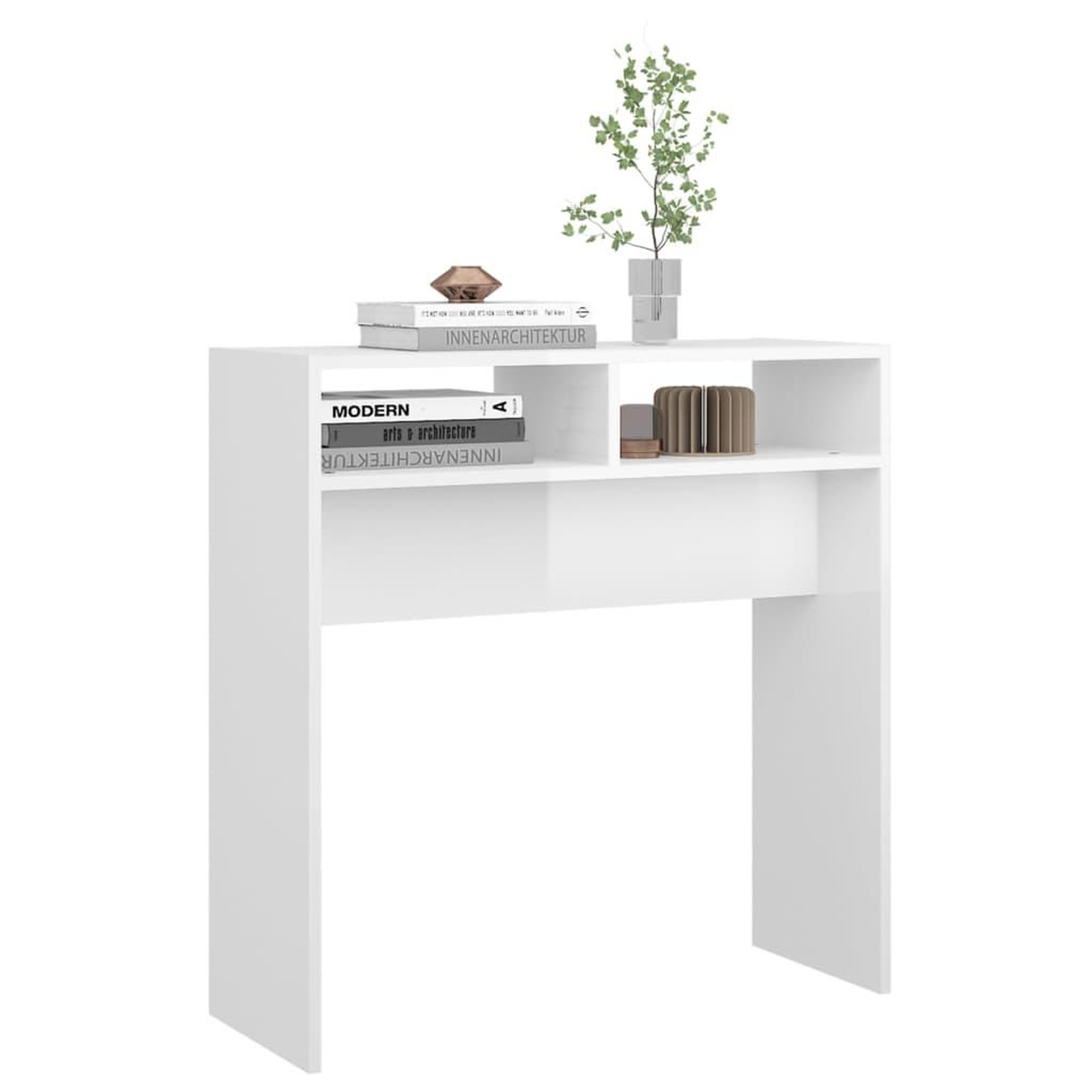 Voir la diapositive 4 : VIDAXL Table console Blanc brillant 78x30x80 cm Agglomere