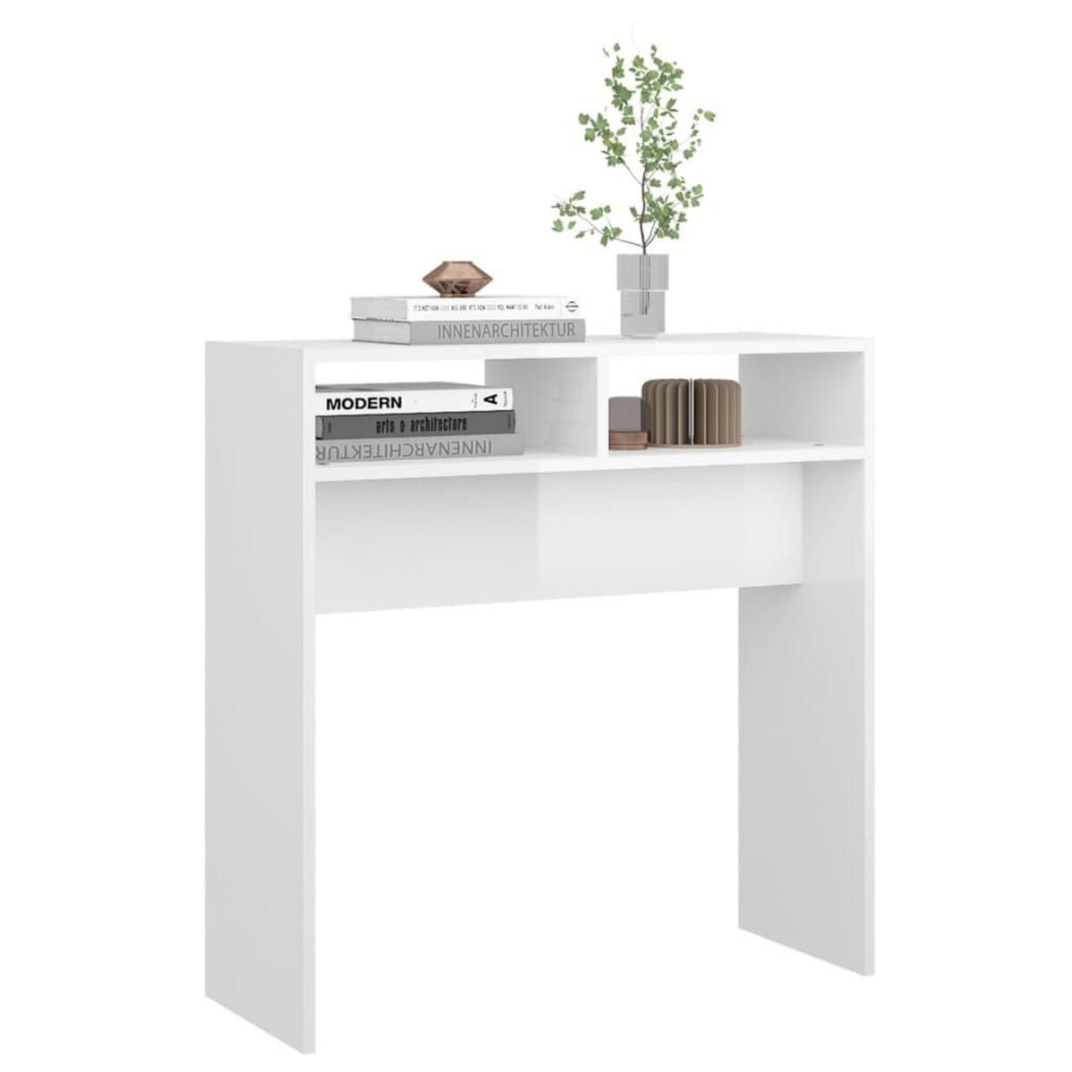 VIDAXL Table console Blanc brillant 78x30x80 cm Agglomere