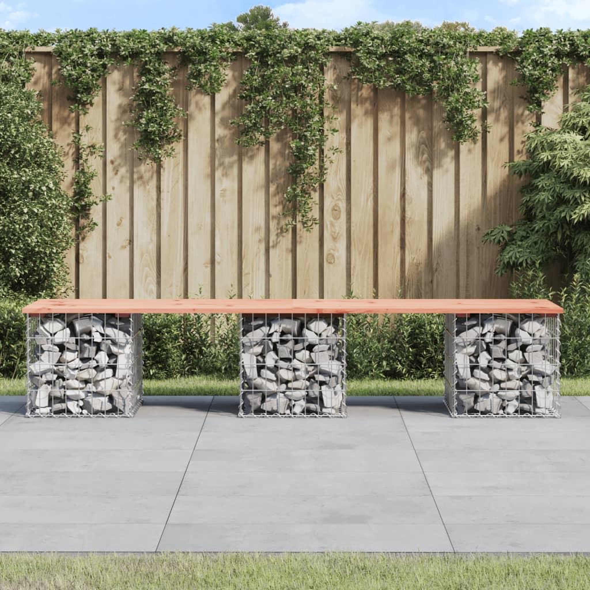 Voir la diapositive 1 : VIDAXL Banc de jardin design gabion 203x44x42cm bois massif de douglas