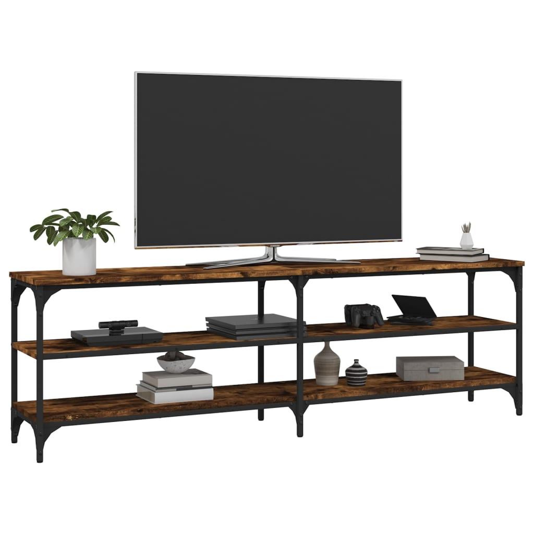 Voir la diapositive 4 : VIDAXL Meuble TV chene fume 160x30x50 cm bois d'ingenierie