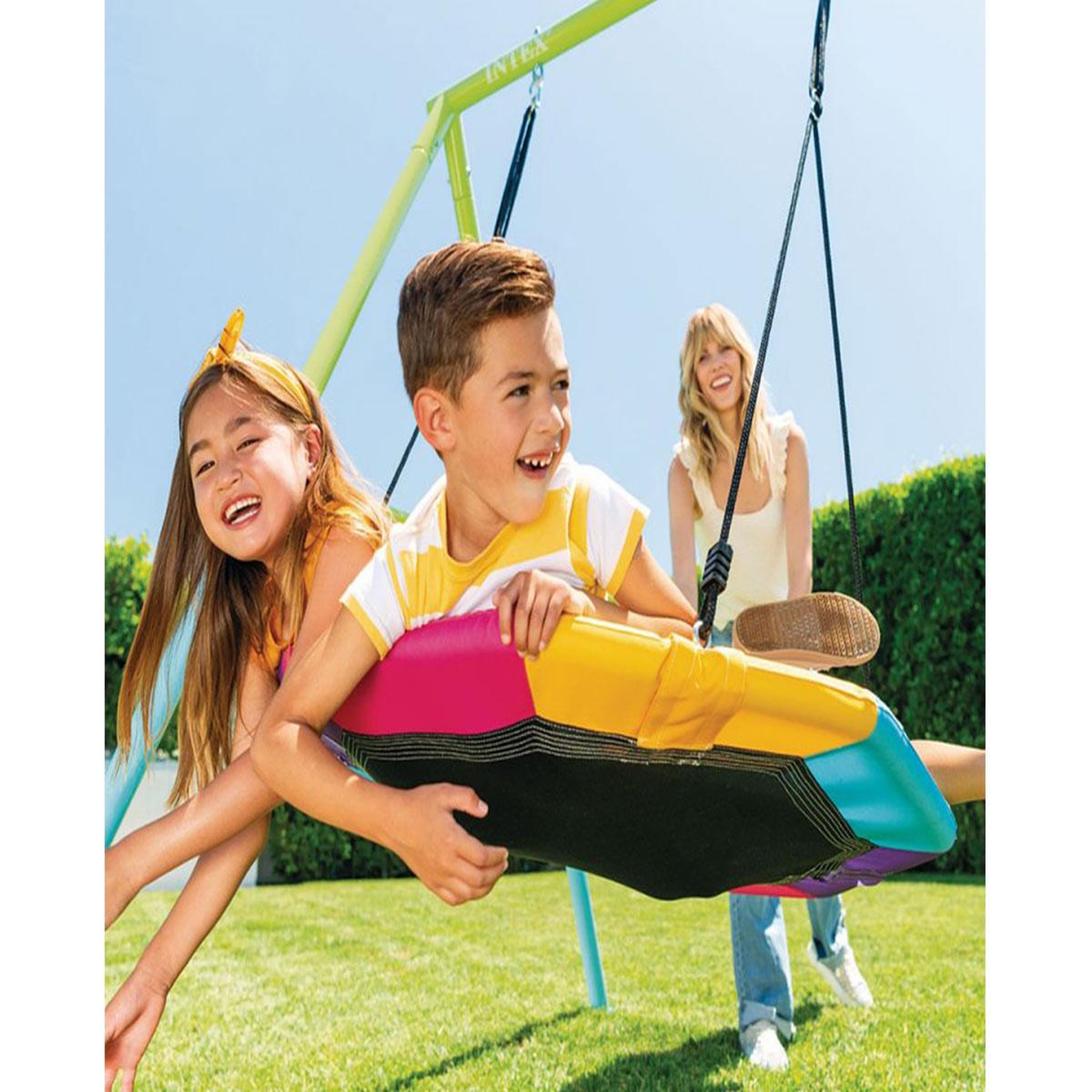 Voir la diapositive 5 : INTEX Portique pour enfants 2 agrès balançoire + nid d'oiseau - intex