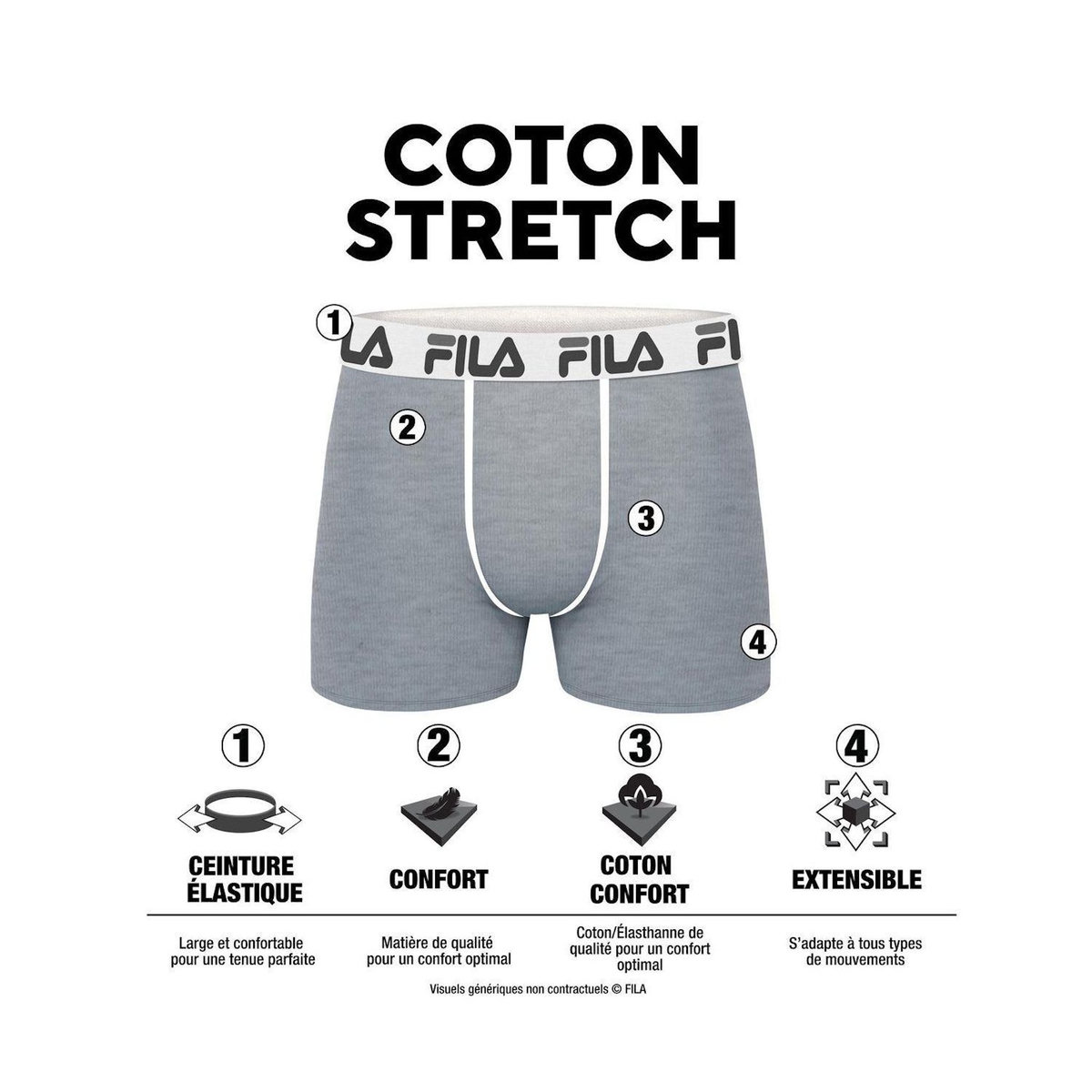 FILA Lot de 4 boxers homme Fila FU5381