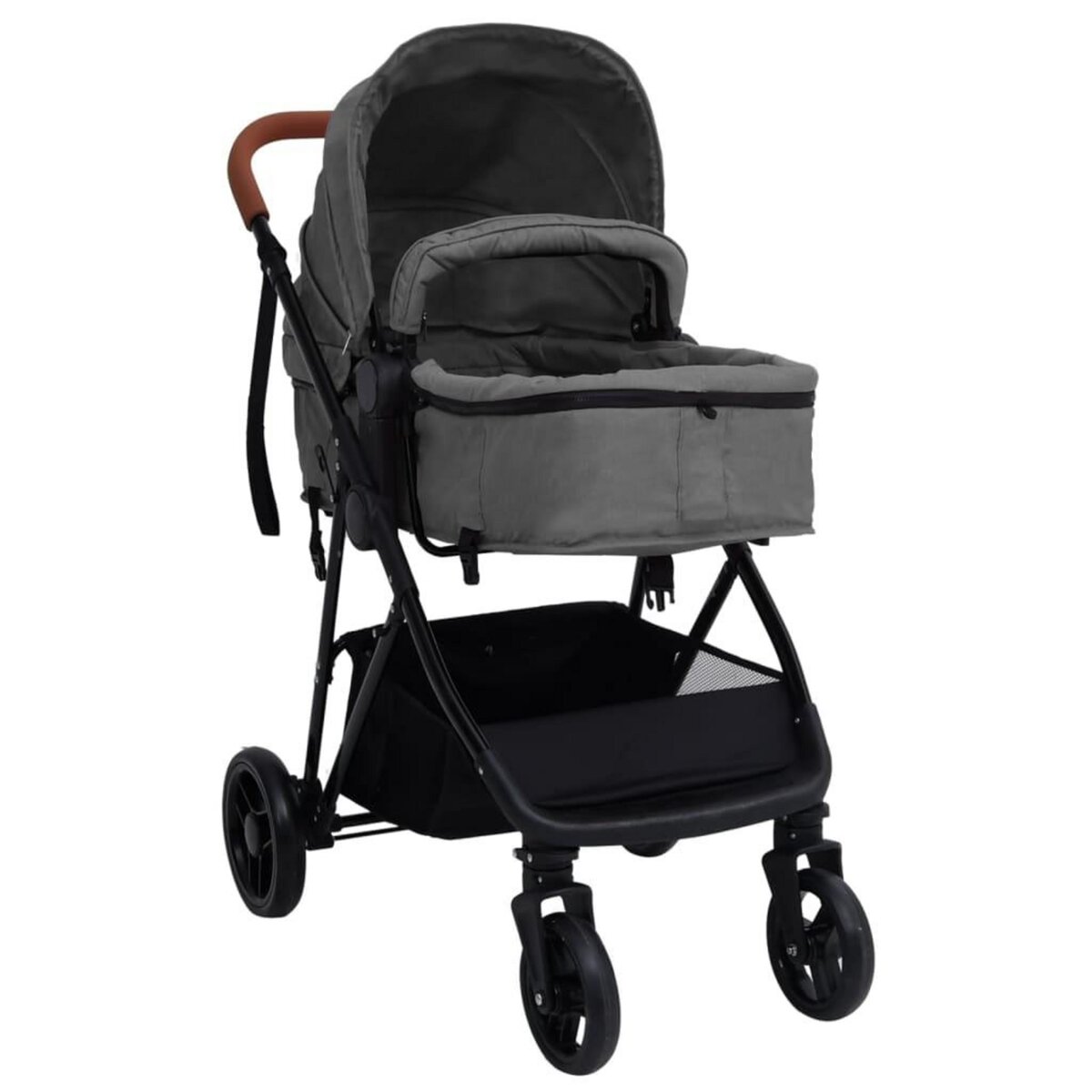 VIDAXL Poussette pour bebe 3-en-1 Gris clair et noir Acier