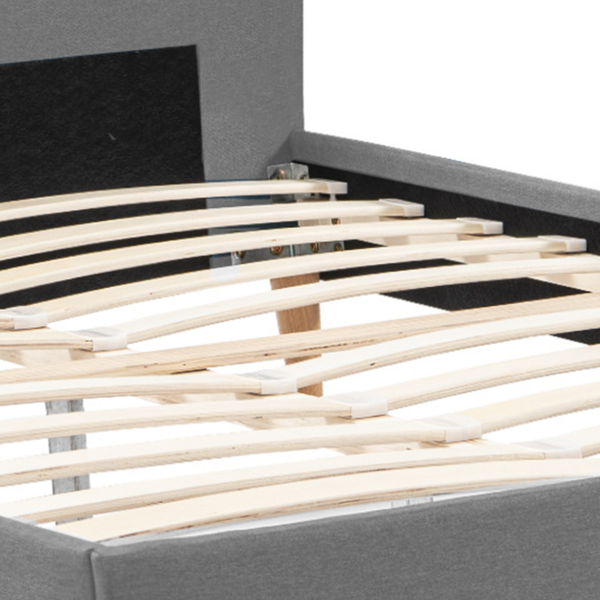 ID MARKET Lit double scandinave BALTA avec tête de lit et sommier 160 x 200 cm tissu gris clair