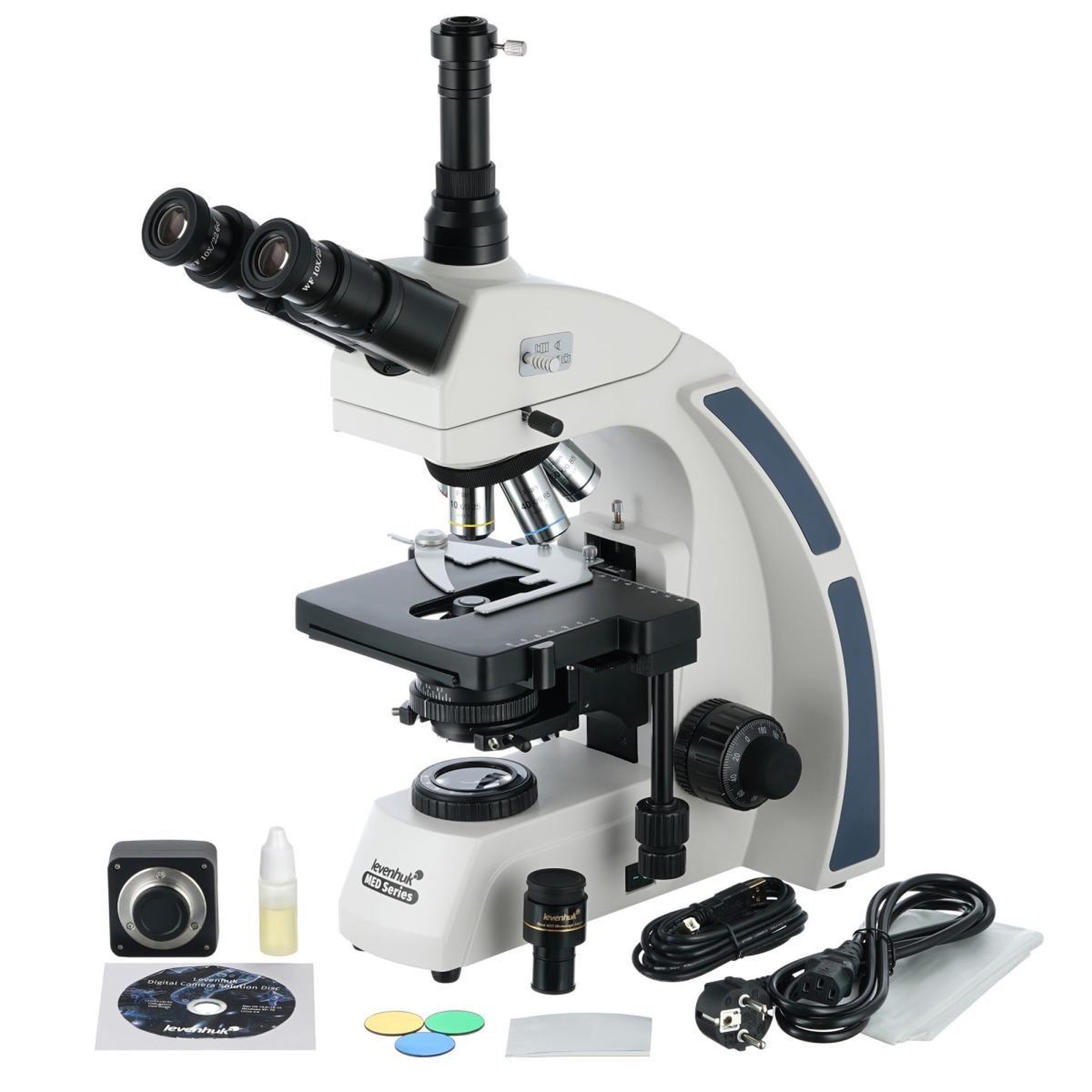 Voir la diapositive 2 : LEVENHUK Microscope trinoculaire numérique  med d40t