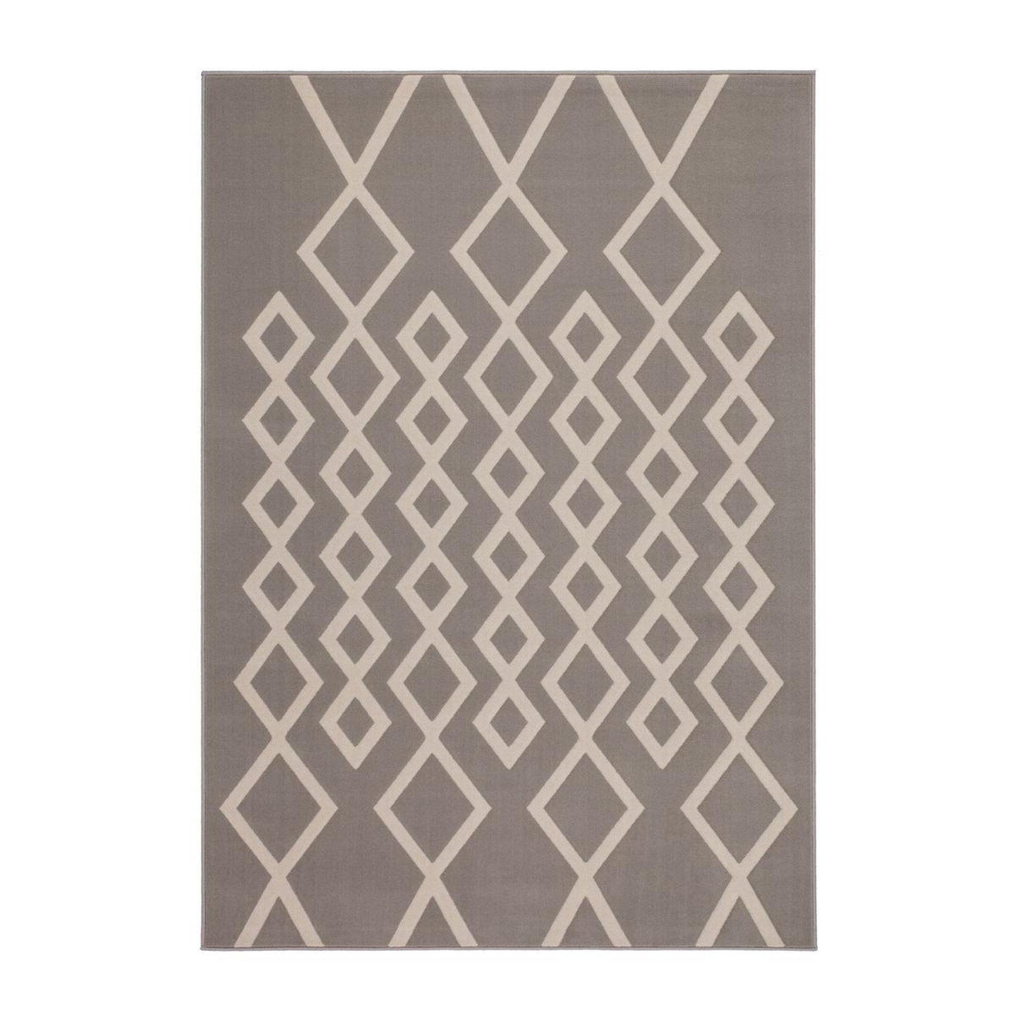 Voir la diapositive 1 : Paris Prix Tapis Géométrique à Poils Courts  Lina  Taupe & Ivoire