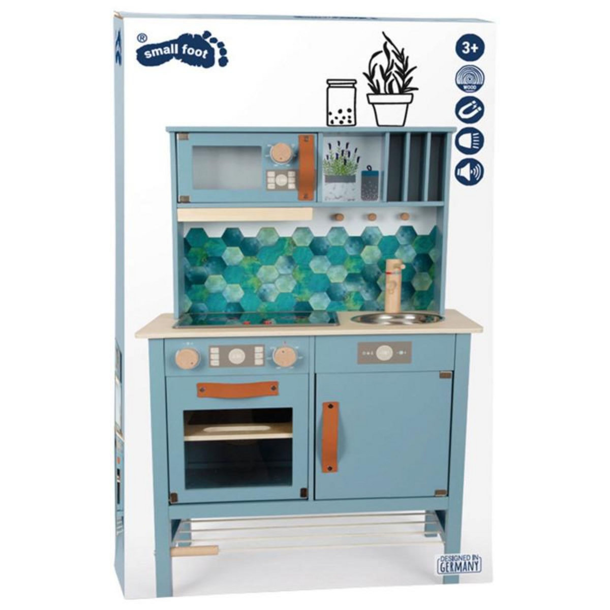 SMALL FOOT Small Foot - Wooden Children's Kitchen Blue, 7 pcs. 12216