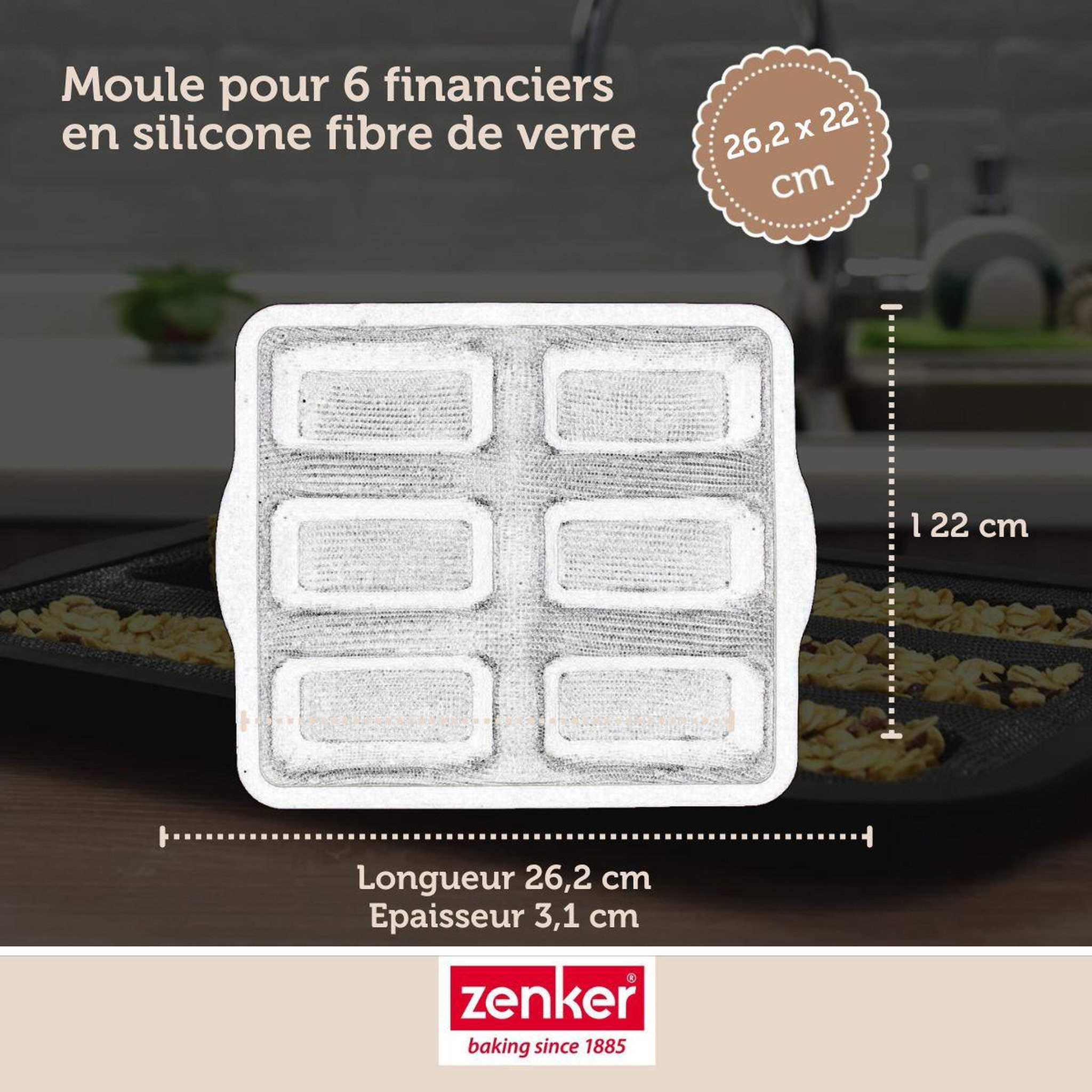 Voir la diapositive 3 : ZENKER Set pâtisserie avec moule à 6 financiers silicone, 2 bols à mixer, verre mesureur et spatule zenker