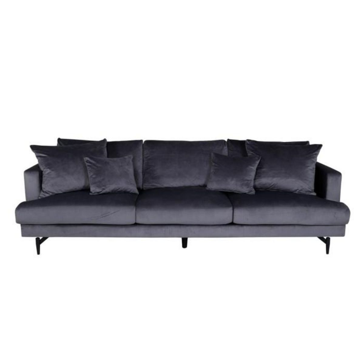 Paris Prix Canapé 3 Places en Velours  Sofia  260cm Gris Foncé