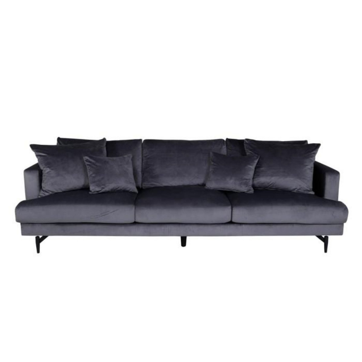 Paris Prix Canapé 3 Places en Velours  Sofia  260cm Gris Foncé