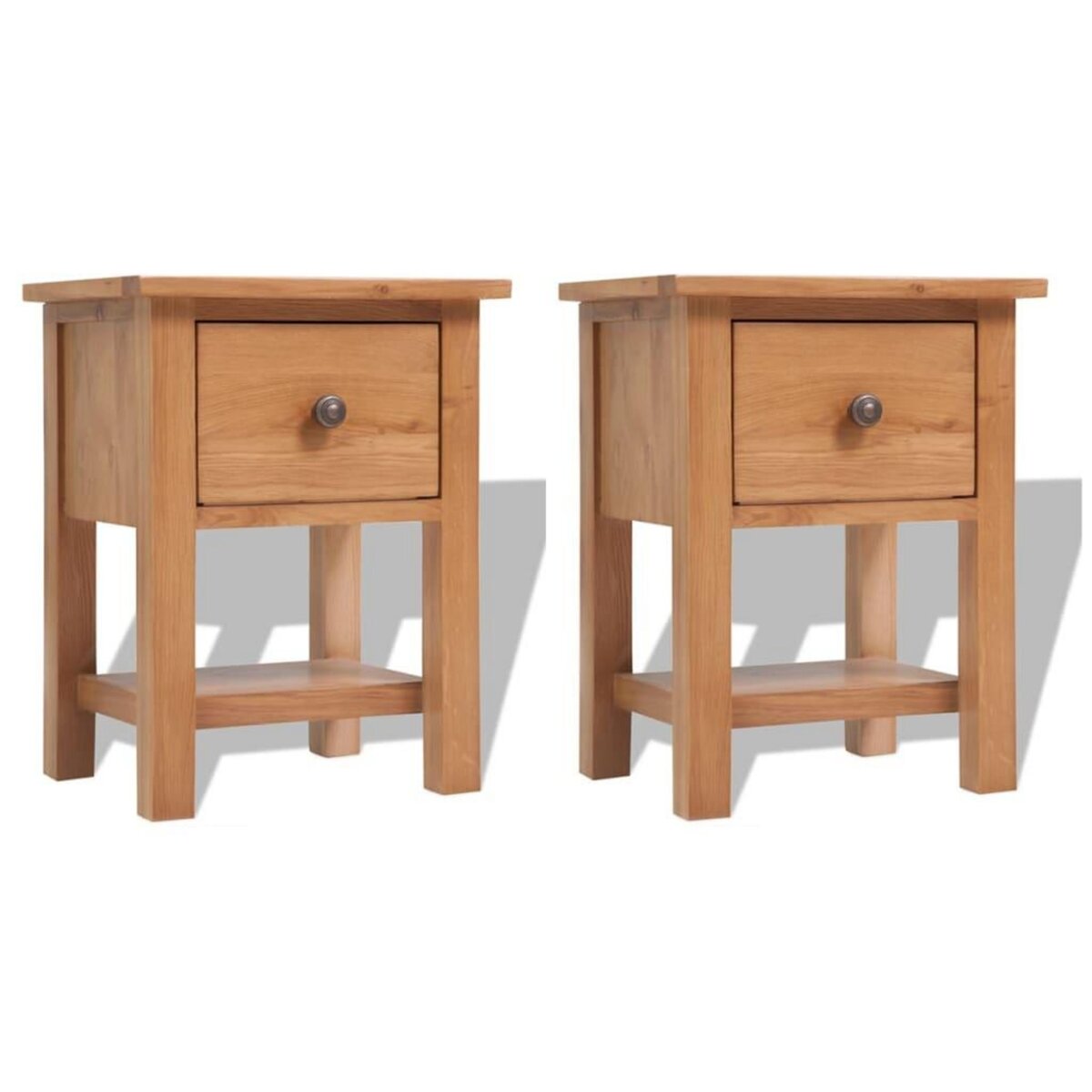 VIDAXL Tables de chevet 2 pcs 36x30x47 cm bois de chene massif
