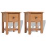 Voir la diapositive 1 : VIDAXL Tables de chevet 2 pcs 36x30x47 cm bois de chene massif