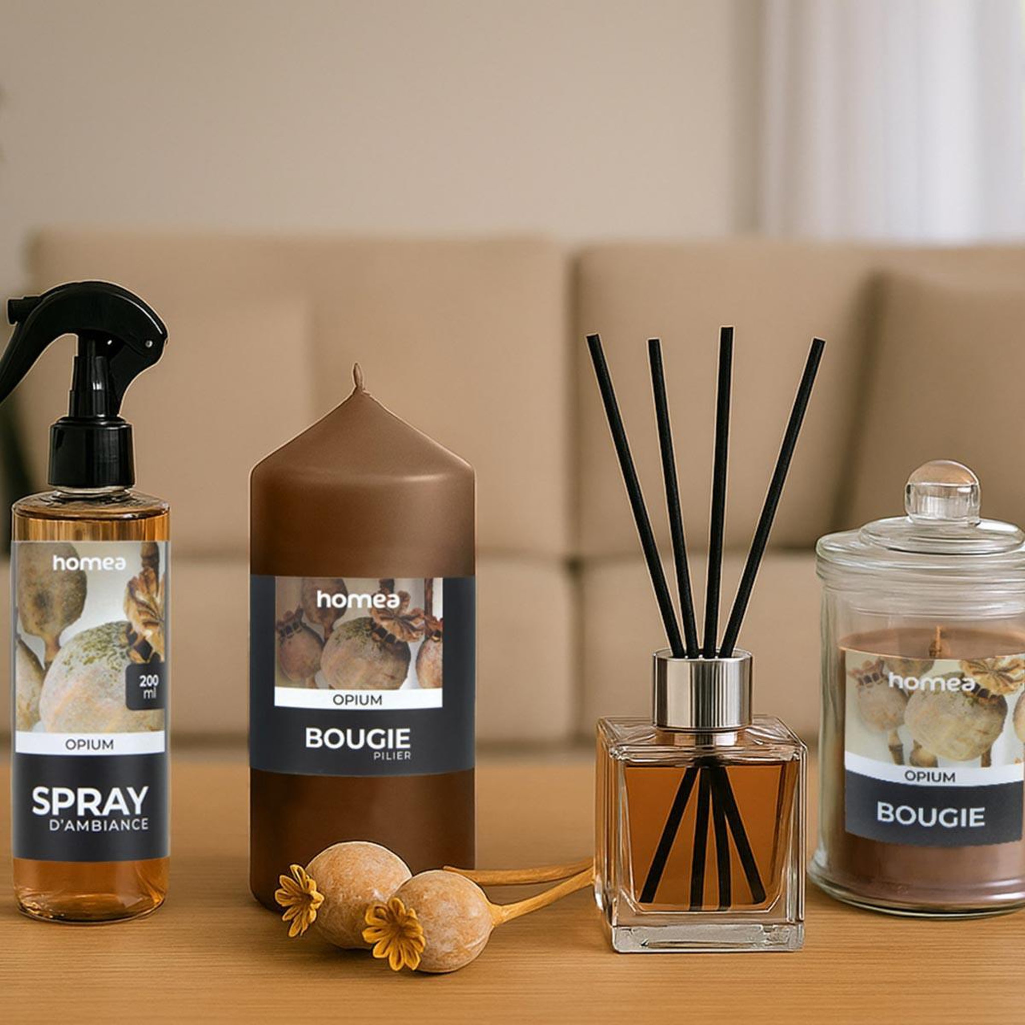 Voir la diapositive 2 : HOMEA Bougie verrine parfumée  essentiel ii  11cm opium
