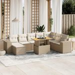 VIDAXL Salon de jardin avec coussins 9 pcs beige resine tressee