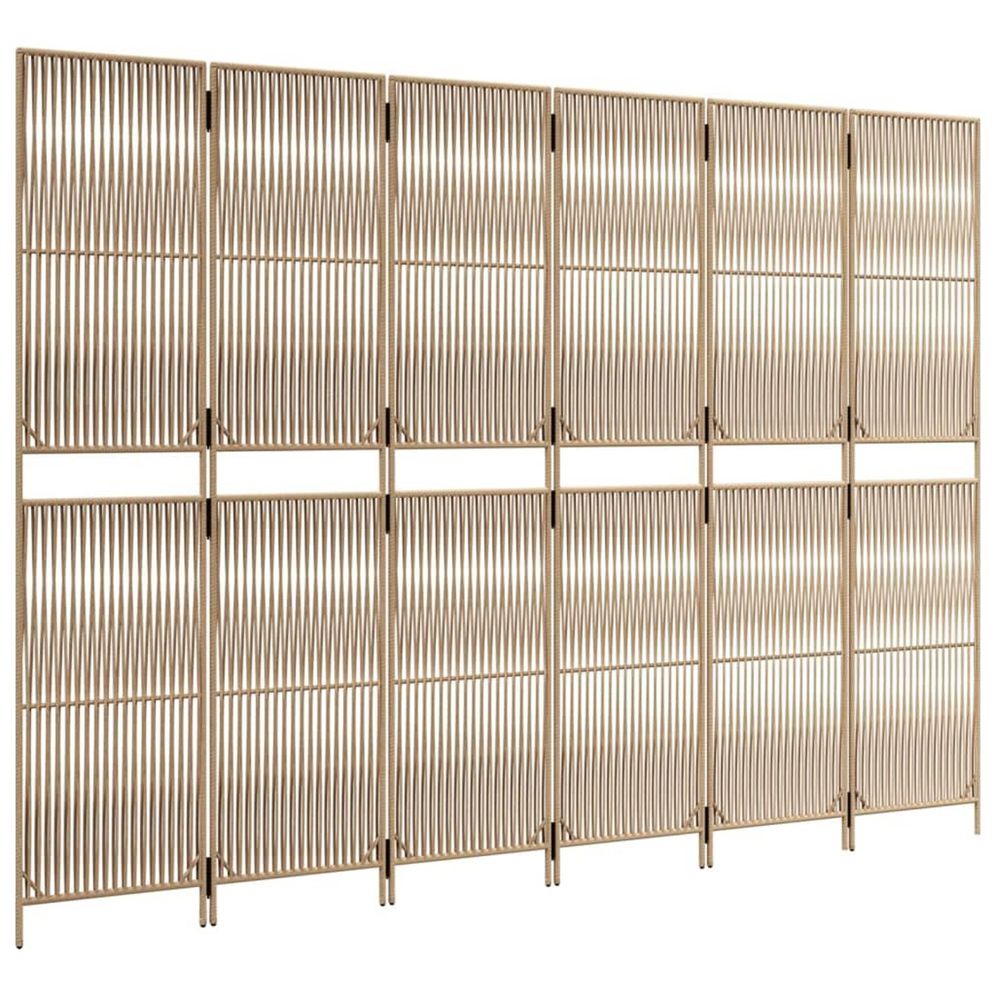 Voir la diapositive 4 : VIDAXL Cloison de separation 6 panneaux beige resine tressee