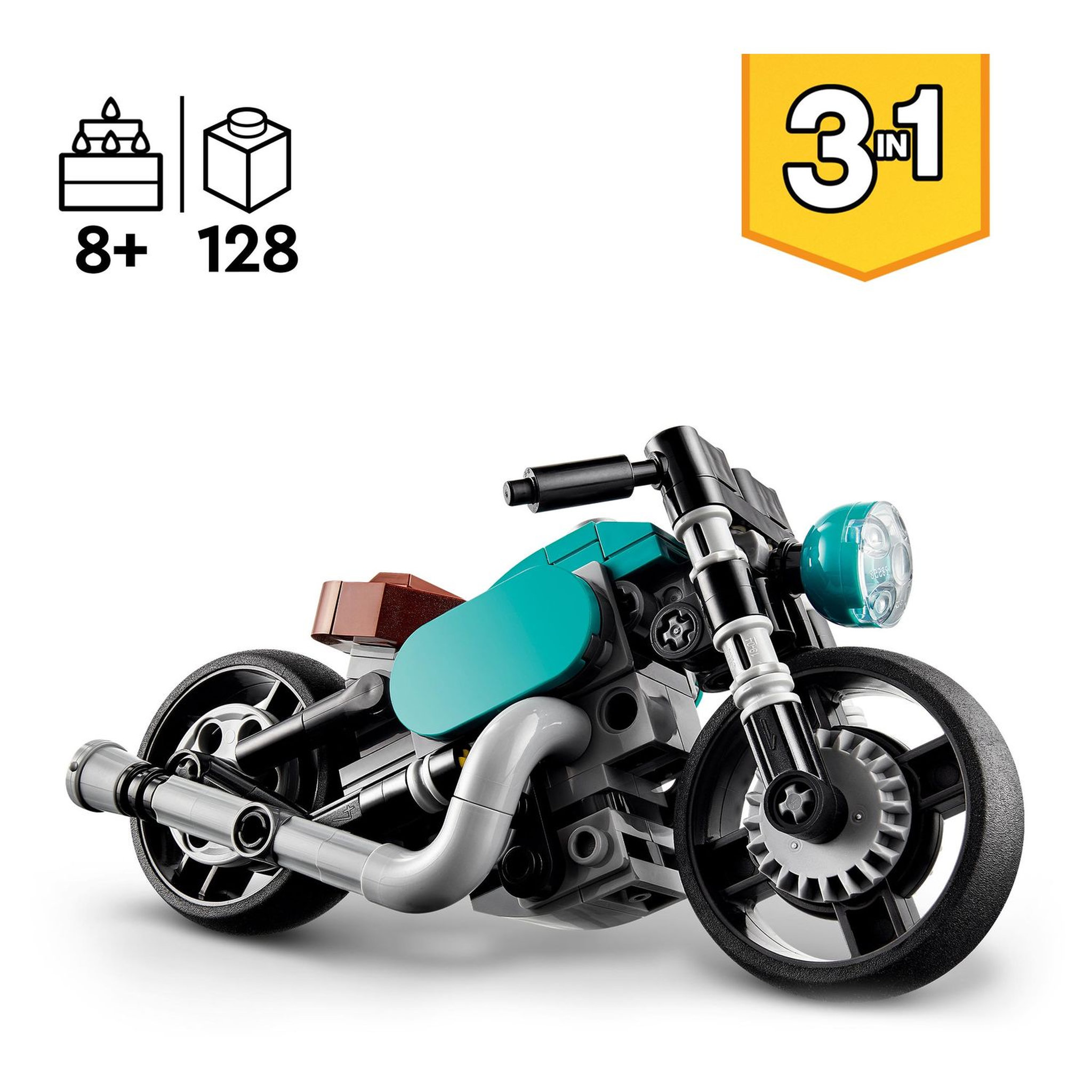 Voir la diapositive 4 : LEGO Creator 31135 - La moto ancienne, Jouet Transformable en Véhicules Classique et de Rue, et en Voiture de Dragster