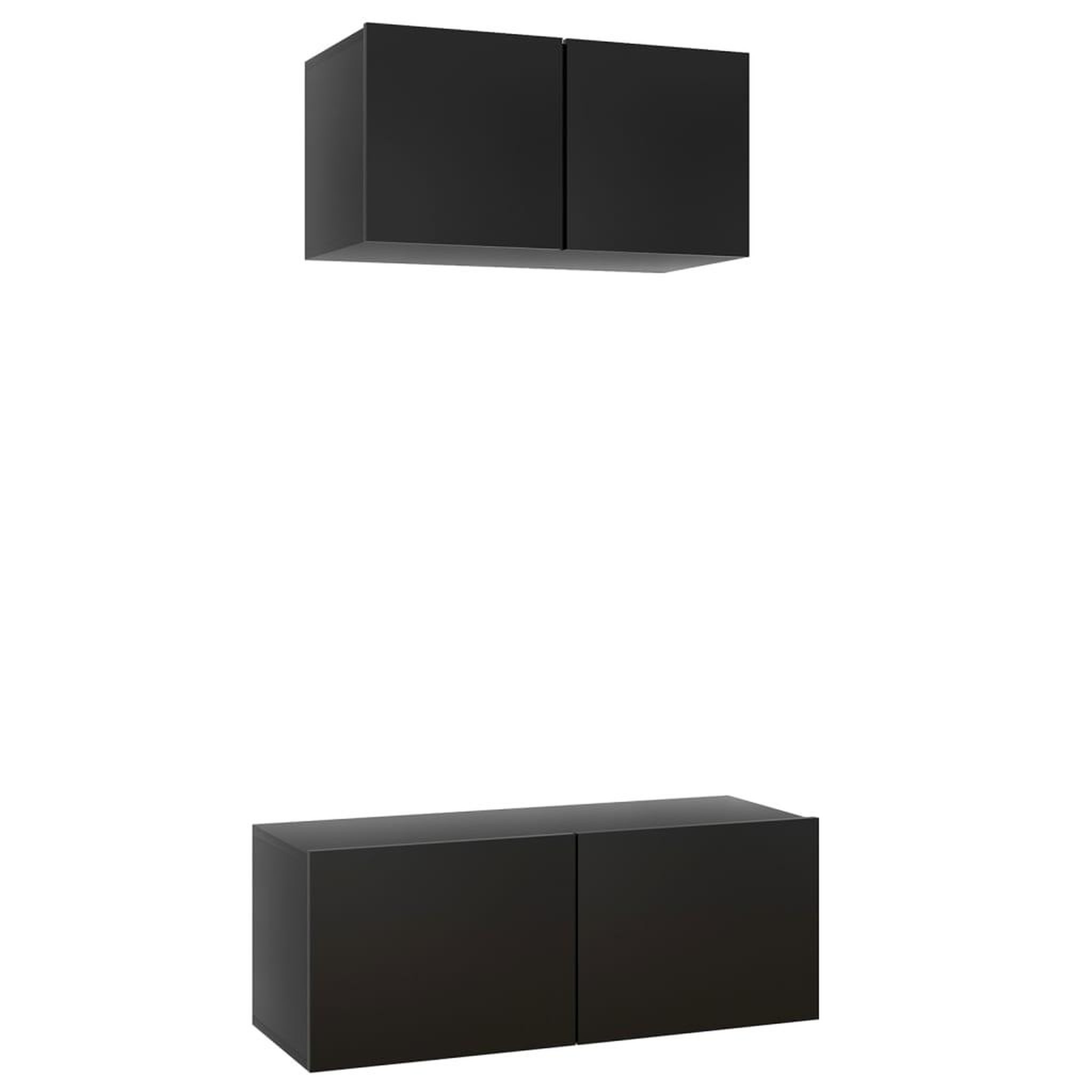 Voir la diapositive 2 : VIDAXL Ensemble de meuble TV 2 pcs Noir Bois d'ingenierie