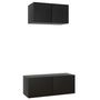 Voir la diapositive 2 : VIDAXL Ensemble de meuble TV 2 pcs Noir Bois d'ingenierie