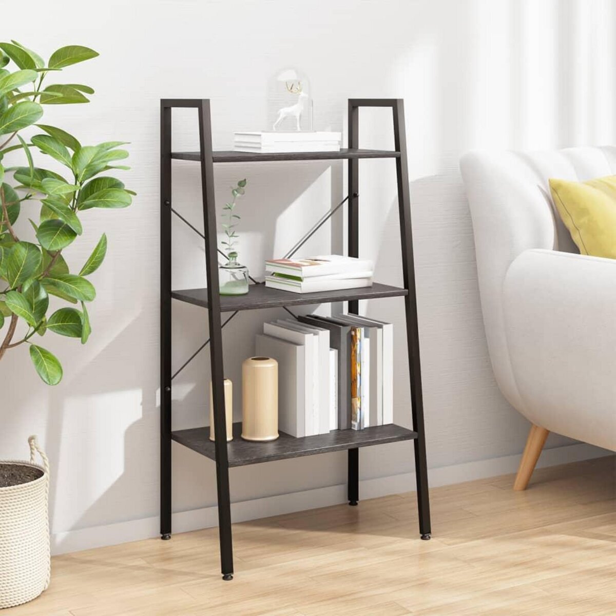 VIDAXL Etagere sur pied 3 niveaux Noir 56x35x108 cm
