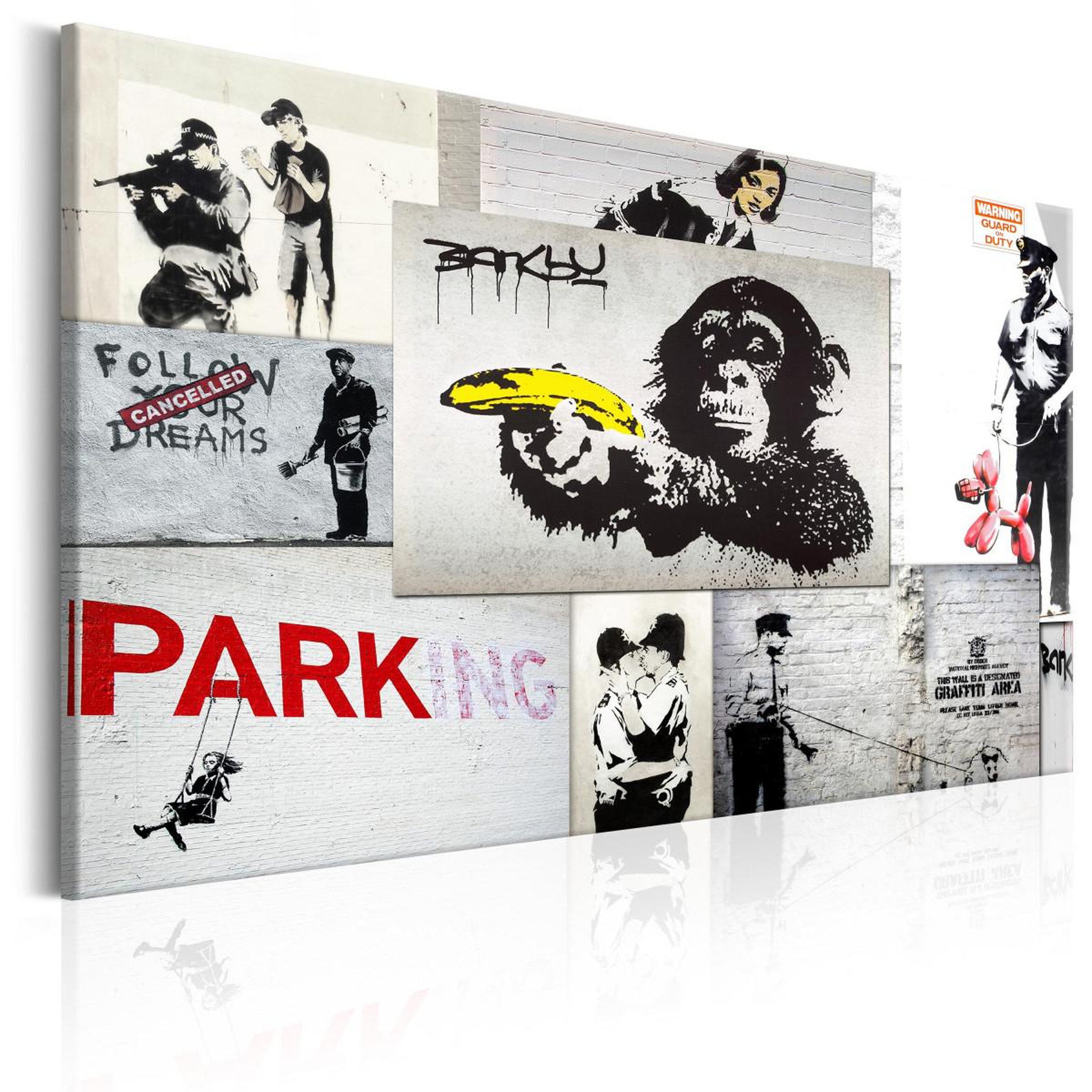Paris Prix Tableau imprimé  banksy - police fantasies. Coloris disponibles : Multicolore