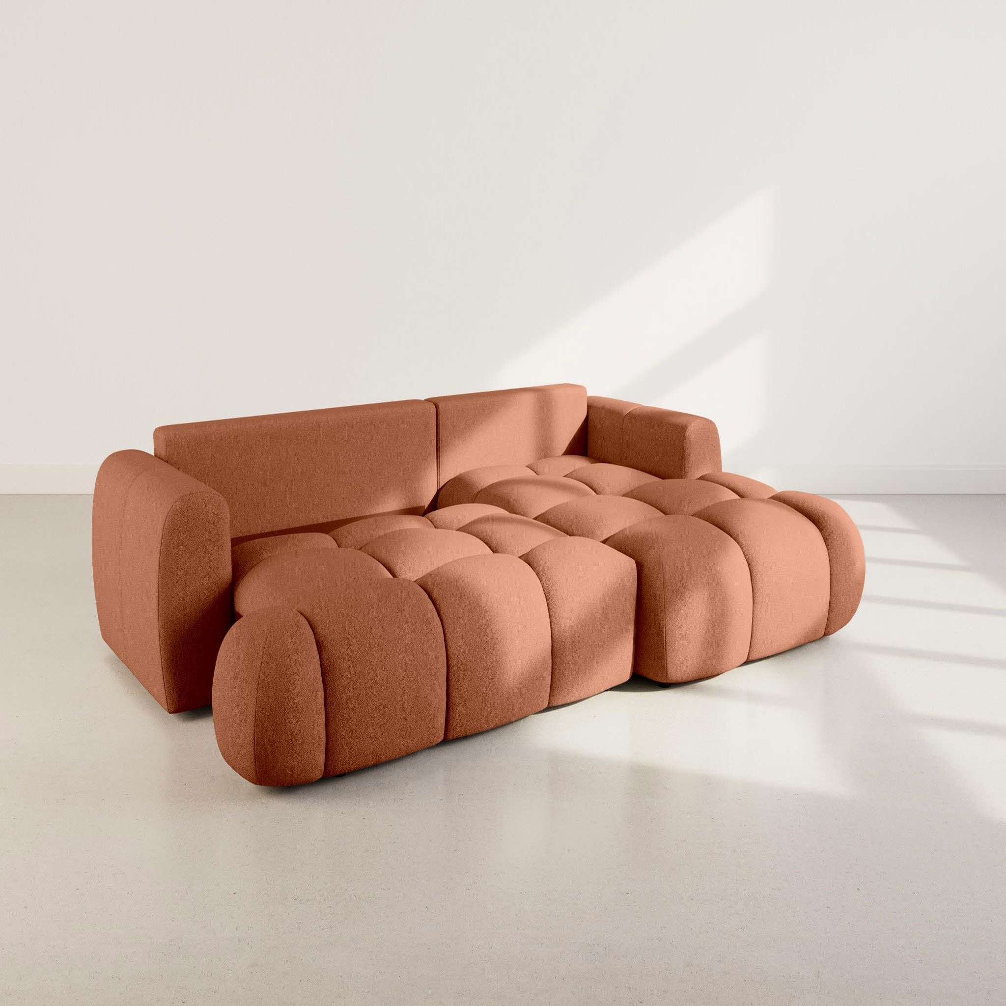 Voir la diapositive 5 : BEST MOBILIER Yulin - canapé d'angle droit 4 places convertible avec coffre en tissu bouclette