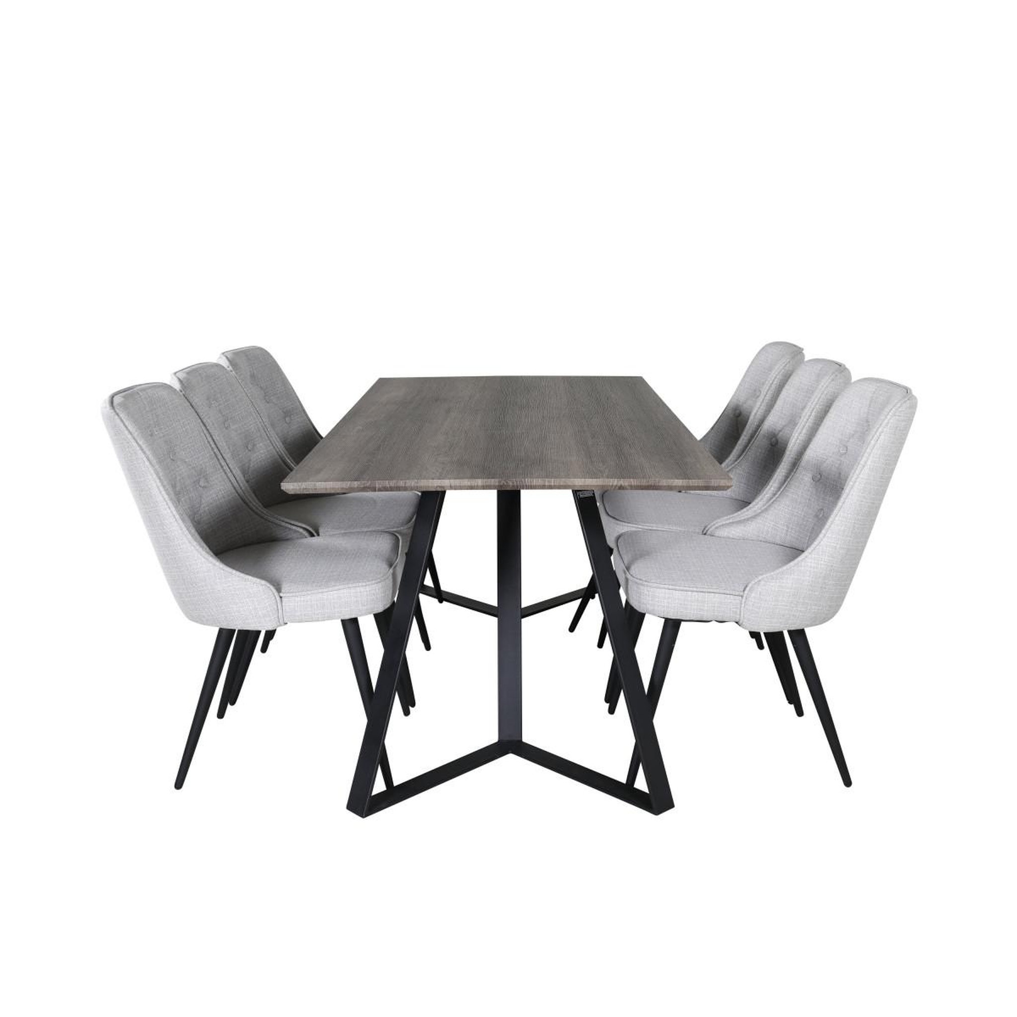Voir la diapositive 2 : Paris Prix Ensemble table à manger & 6 chaises  marina & deluxe  180cm naturel & gris