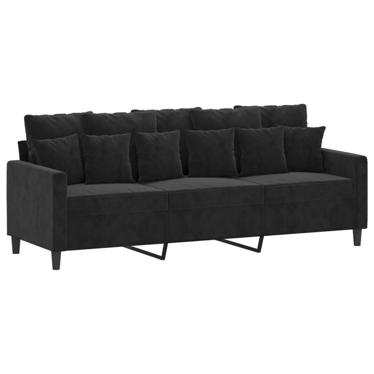 VIDAXL Ensemble de canapes 3 pcs avec coussins Noir Velours