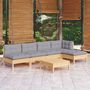 Voir la diapositive 1 : VIDAXL Salon de jardin 6 pcs avec coussins gris bois de pin