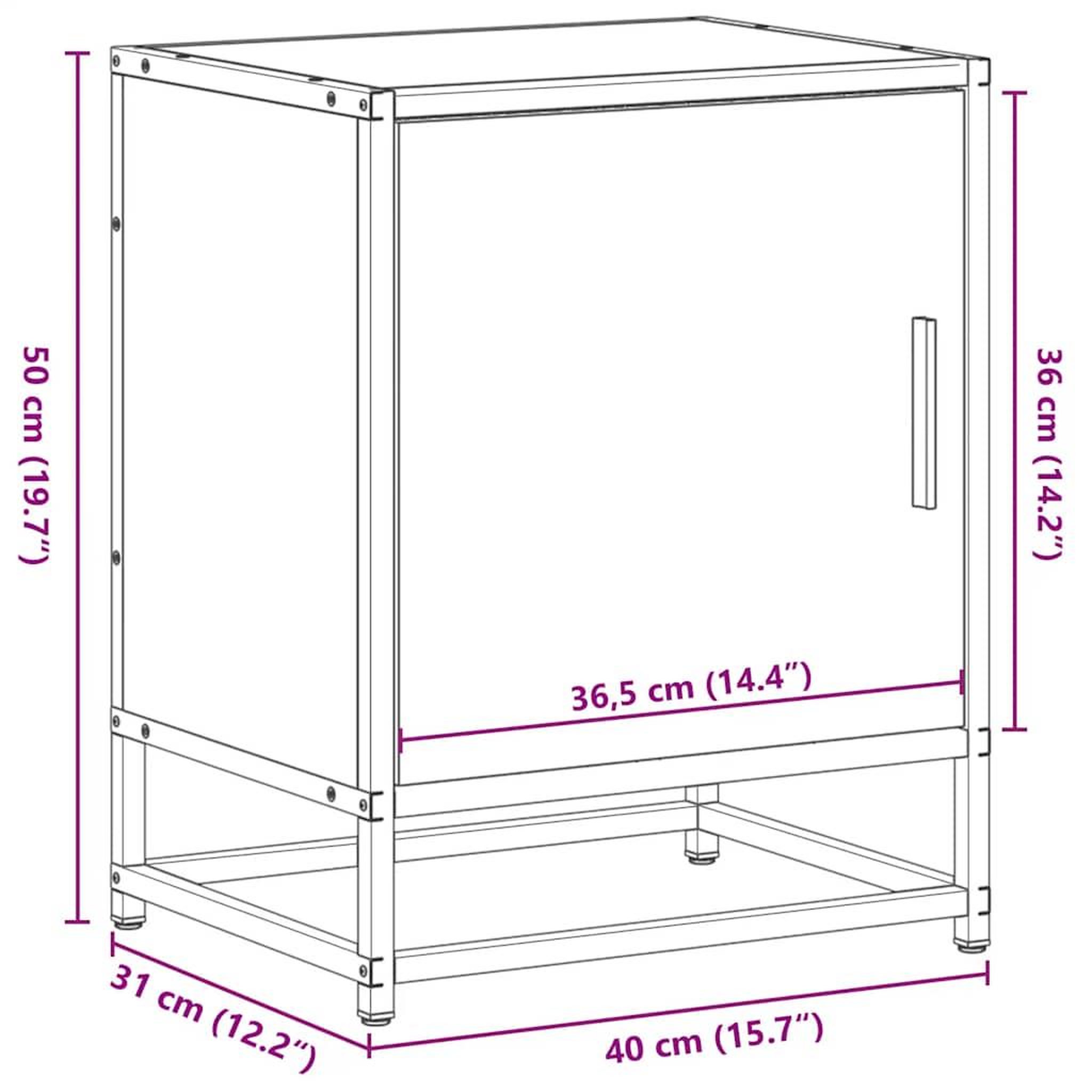 Voir la diapositive 6 : VIDAXL Table de chevet chene fume 40x31x50 cm bois d'ingenierie metal