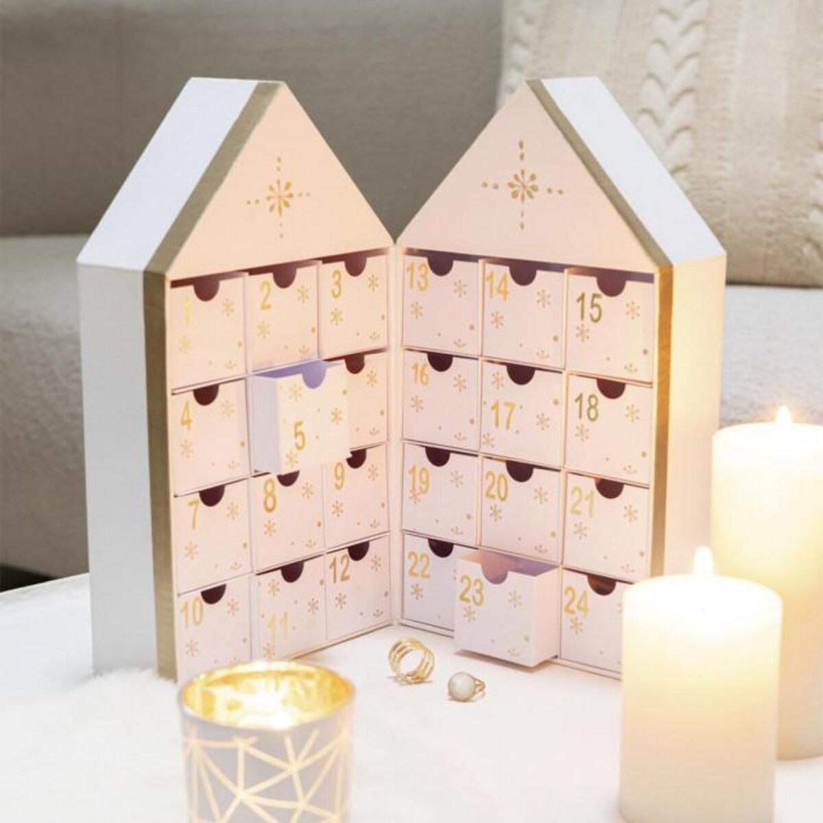 Paris Prix Calendrier de l'Avent Personnalisé  Maison  34cm Blanc