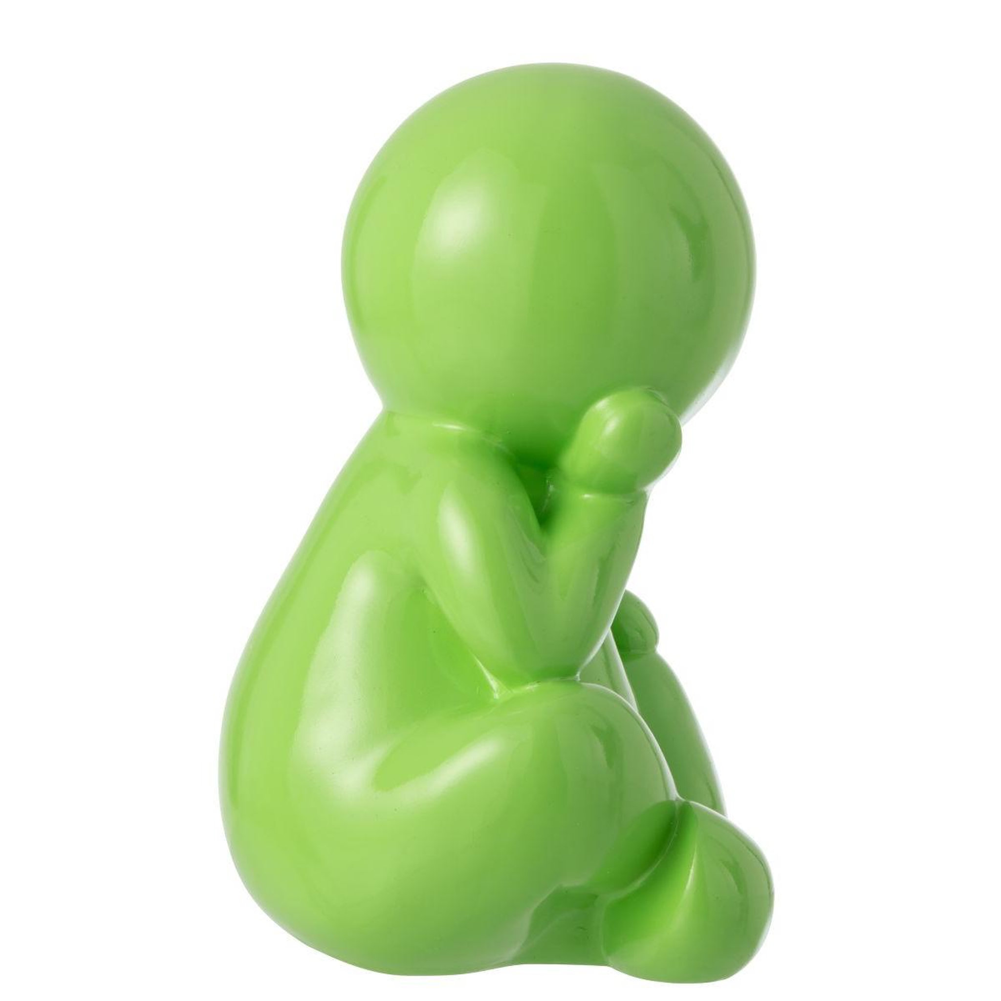 Voir la diapositive 2 : J-LINE Statuette déco unie  marcel  35cm vert
