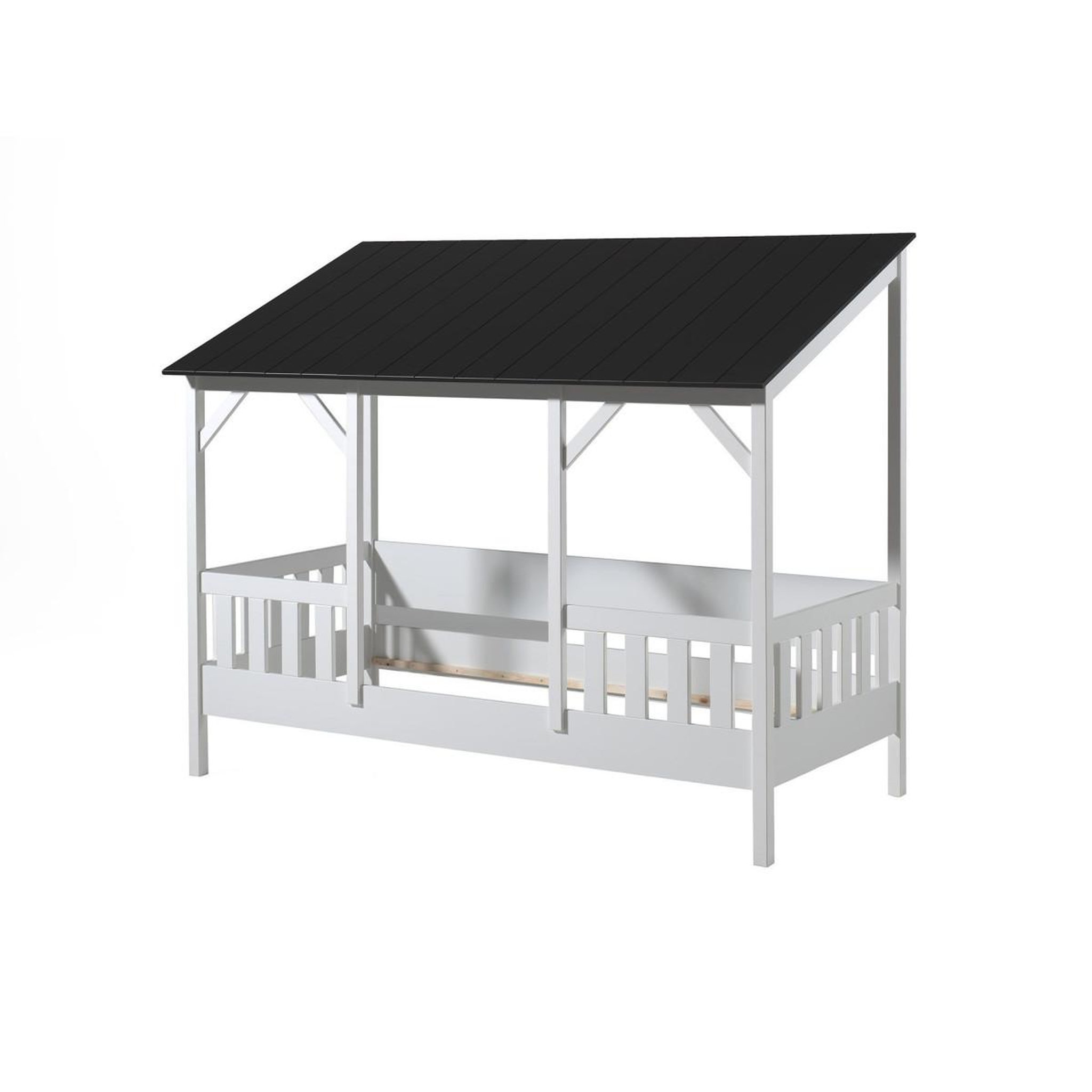 Voir la diapositive 2 : Paris Prix Pack - lit cabane enfant, sommier & matelas  housebed iii  90x200cm blanc & noir