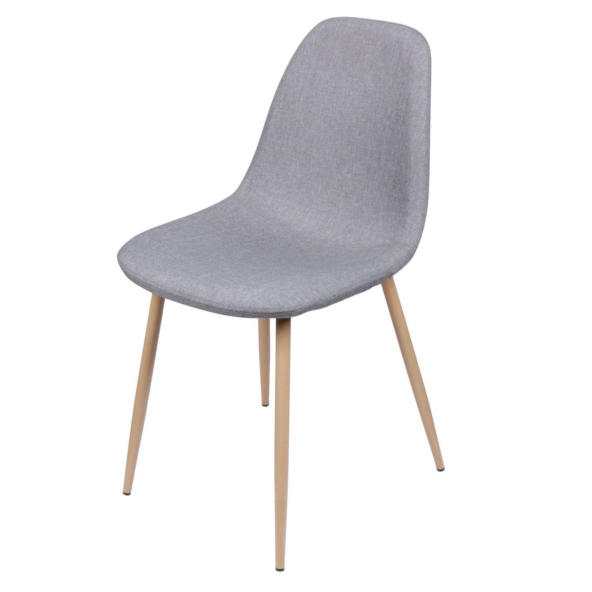 TOILINUX Lot de 4 chaises en tissus et pieds en métal effet bois. Coloris disponibles : Gris
