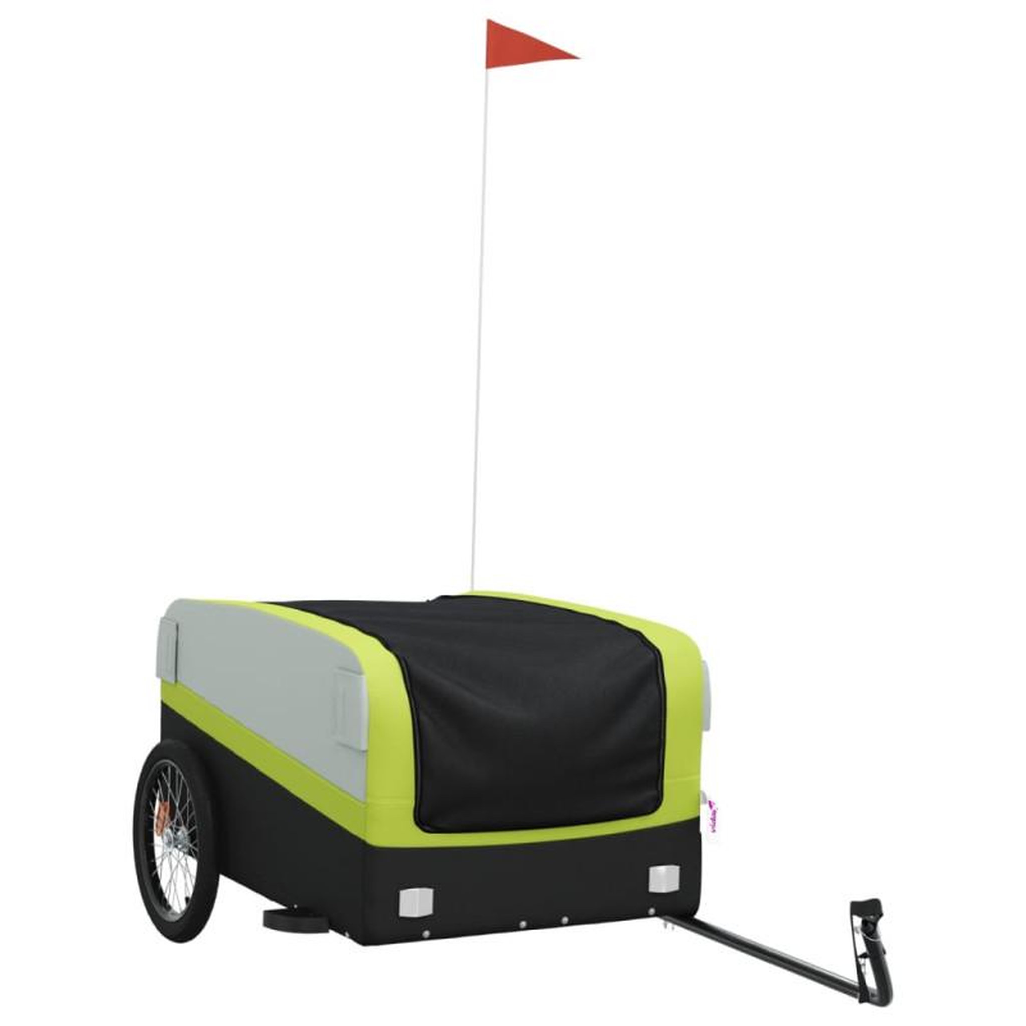 Voir la diapositive 2 : VIDAXL Remorque de vélo noir et vert 45 kg fer