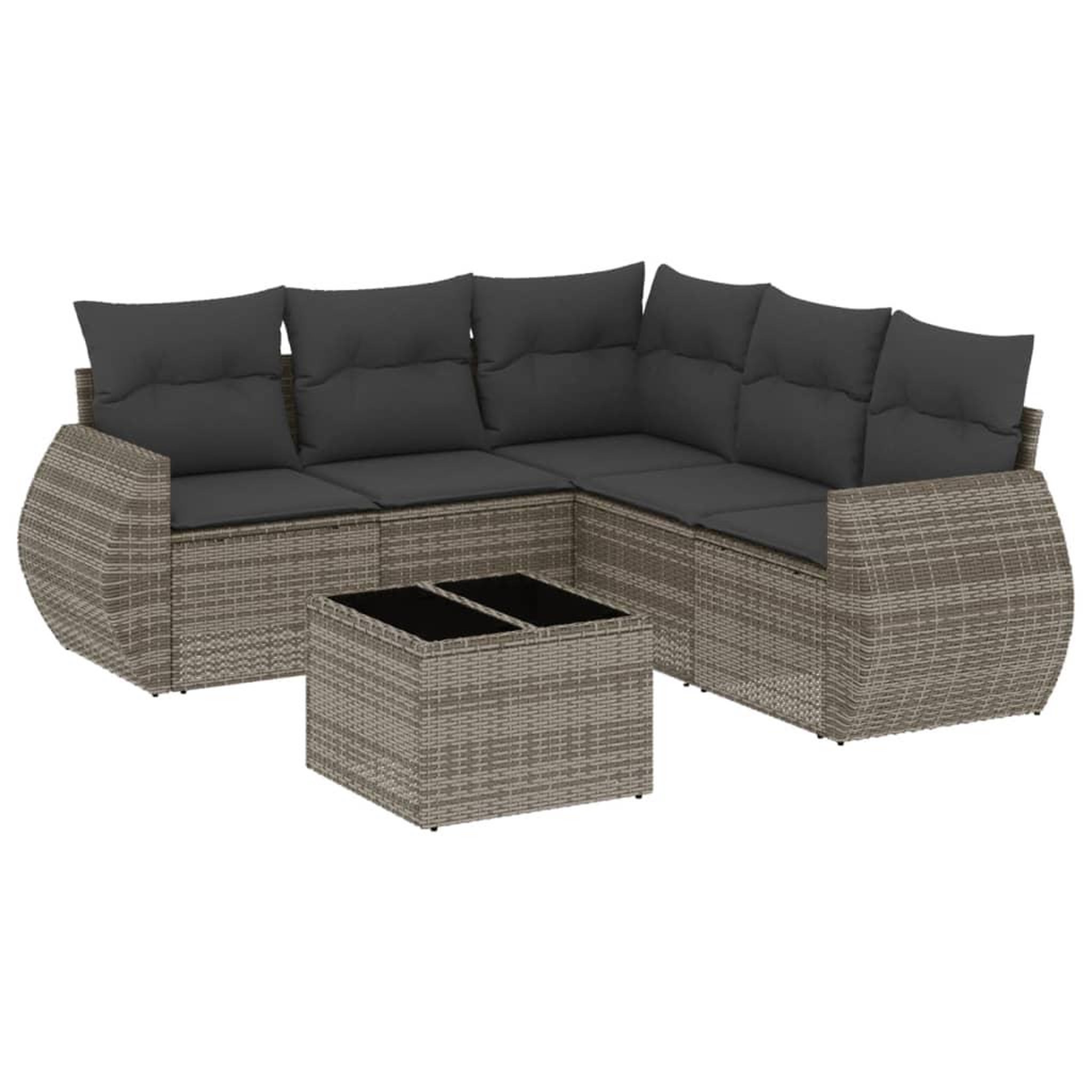 Voir la diapositive 2 : VIDAXL Salon de jardin 6 pcs avec coussins gris resine tressee